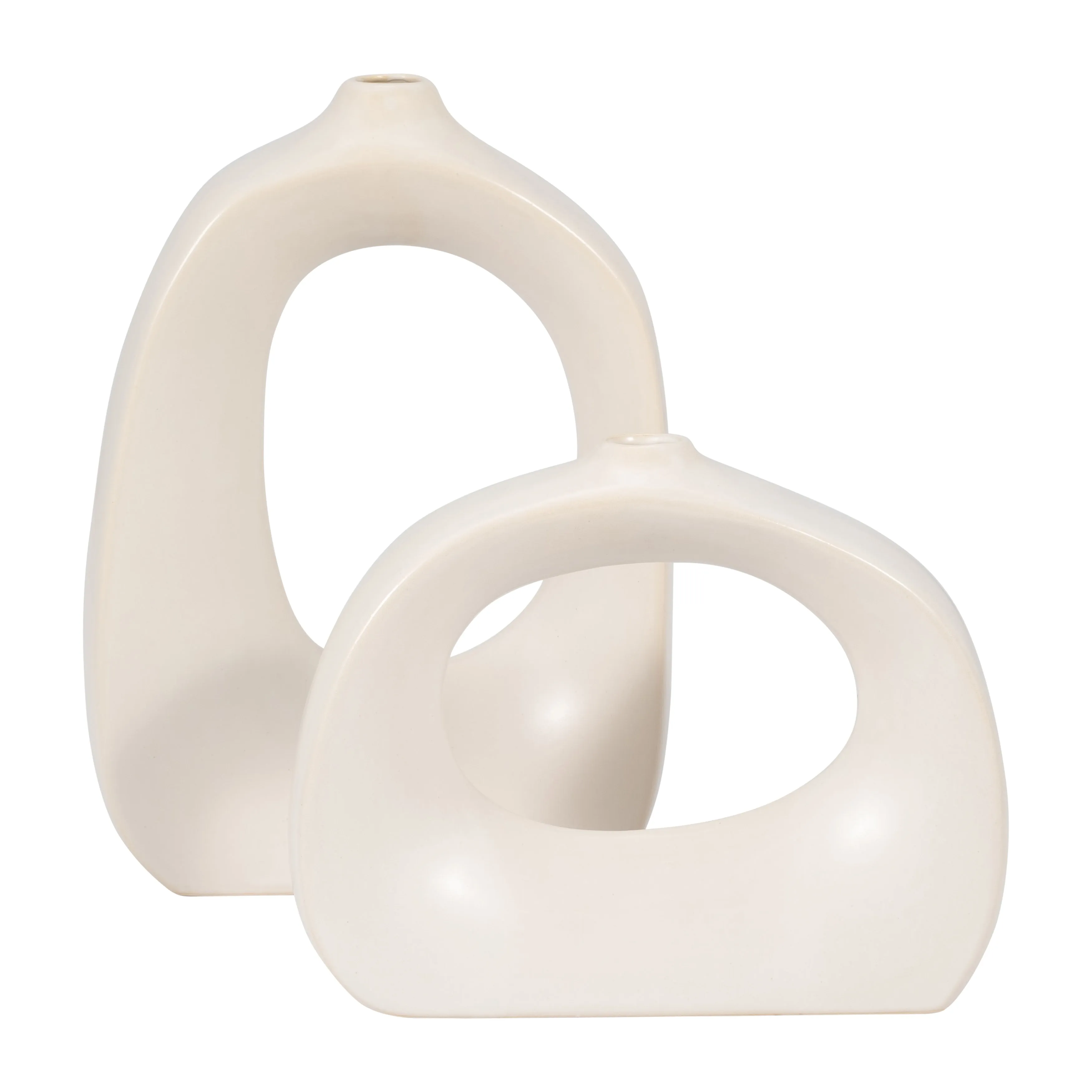 STONEWARE 11" CURVY CUT-OUT VASE, COTTON
