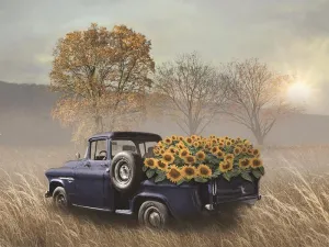 Sunflower Truck By Lori Deiter (Framed Small) - Light Brown