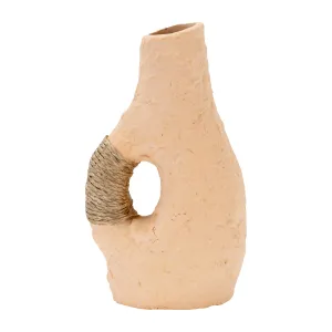 TERRACOTTA 11"H, SINGLE HANDLE W/TWINE VASE