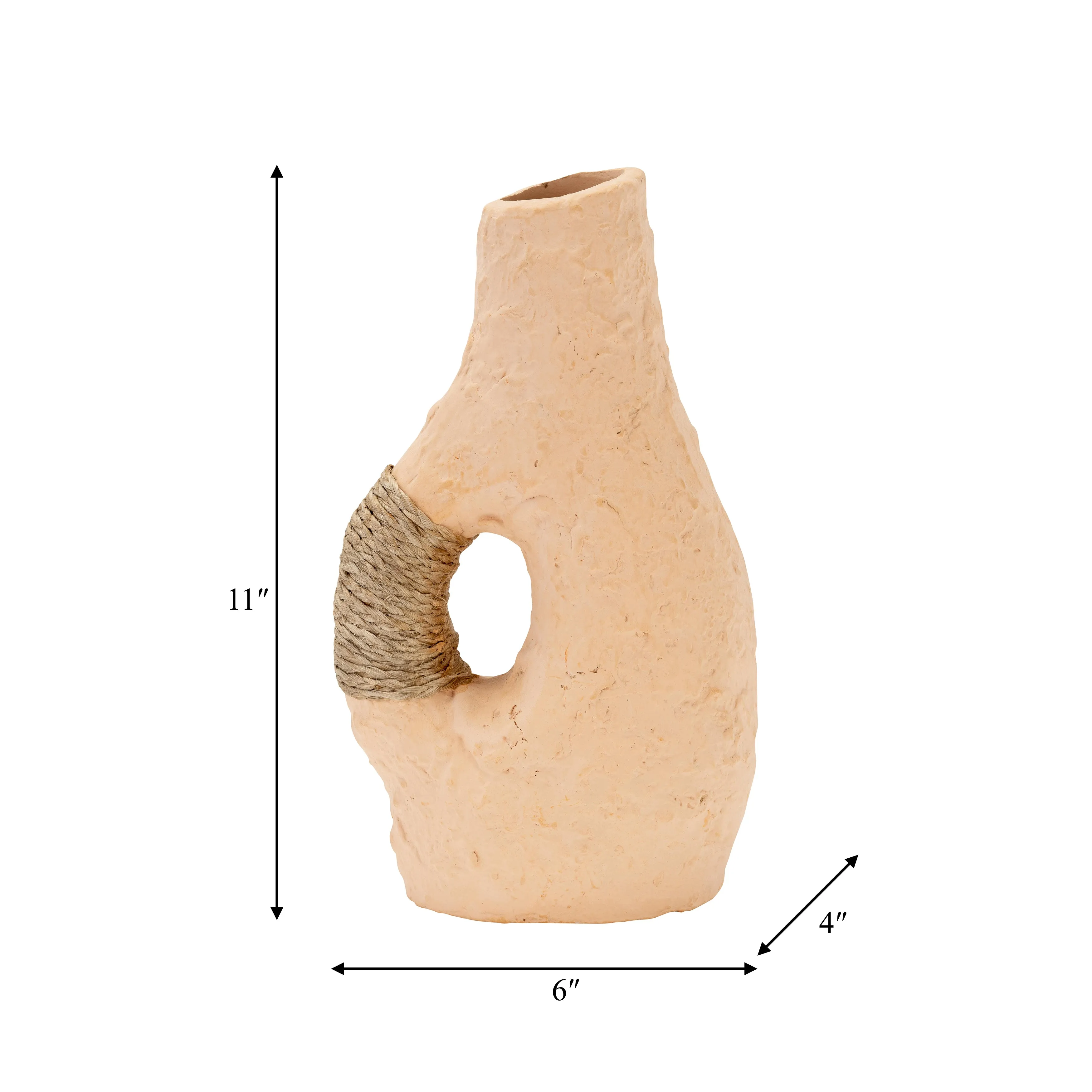 TERRACOTTA 11"H, SINGLE HANDLE W/TWINE VASE