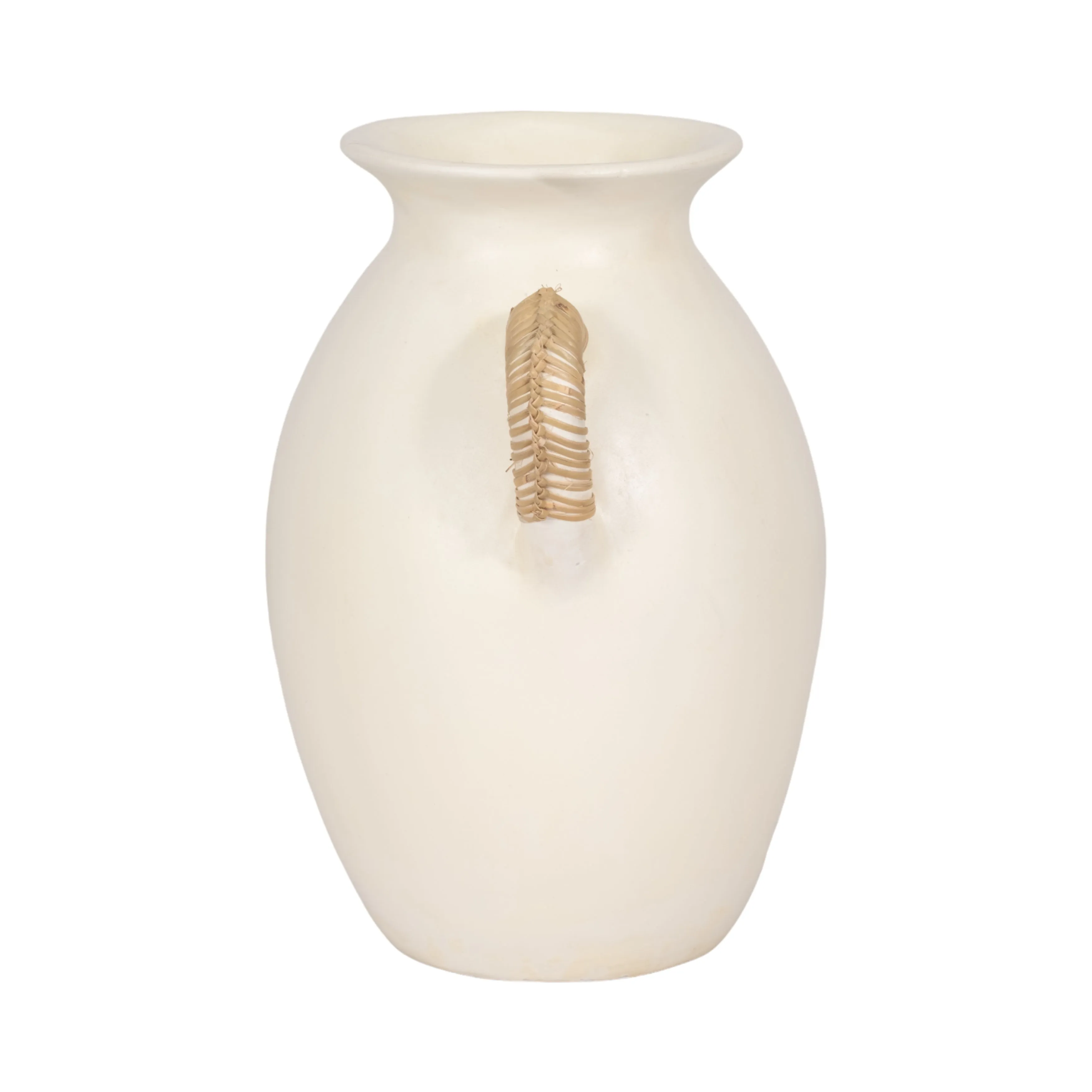 Terracotta, 12"h Eared Vase, White
