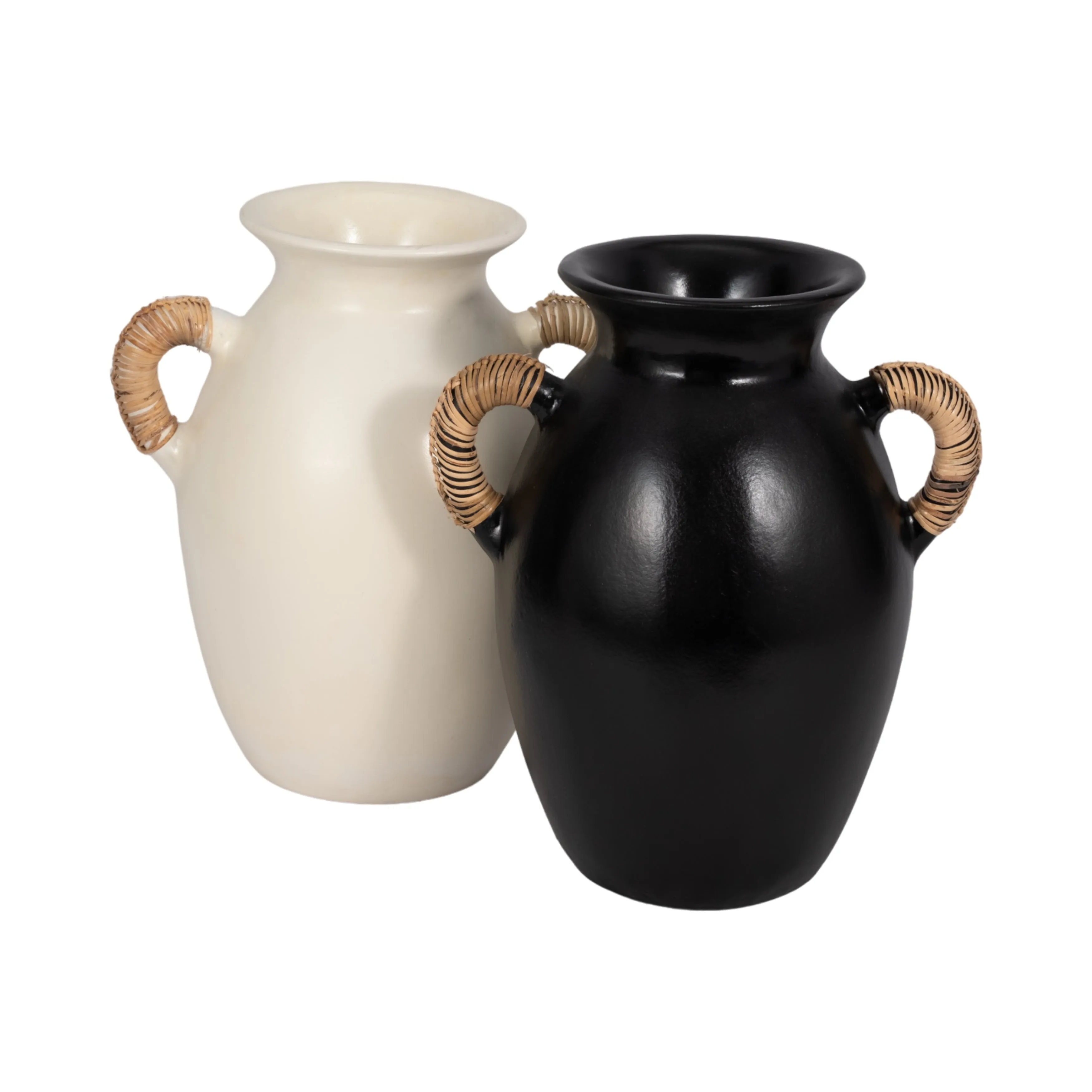 Terracotta, 12"h Eared Vase, White