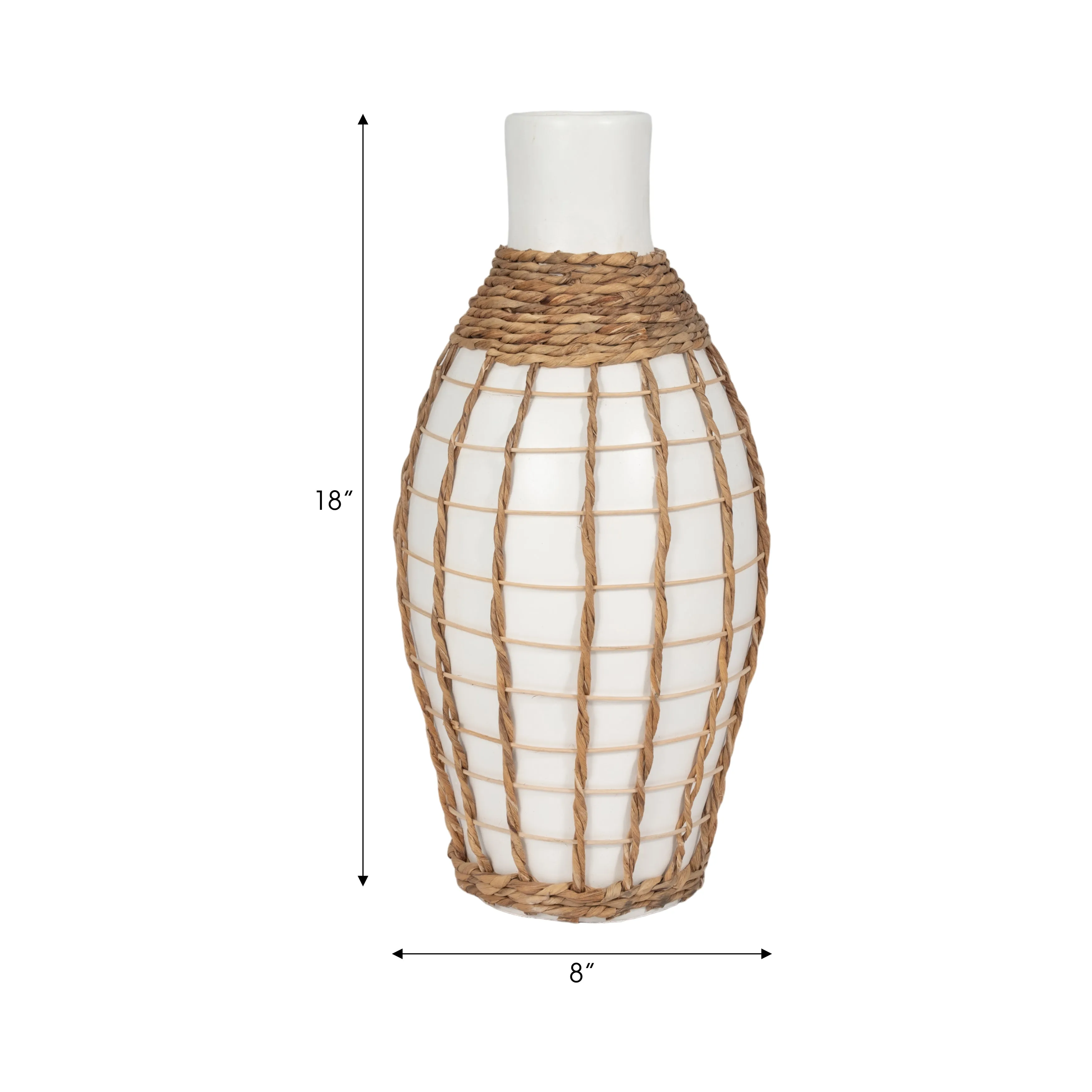 TERRACOTTA, 18"H BOTTLE VASE, WHITE/BROWN