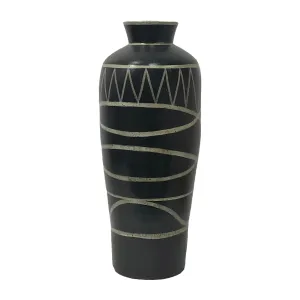 TERRACOTTA, 22"H MODERN VASE, BLACK