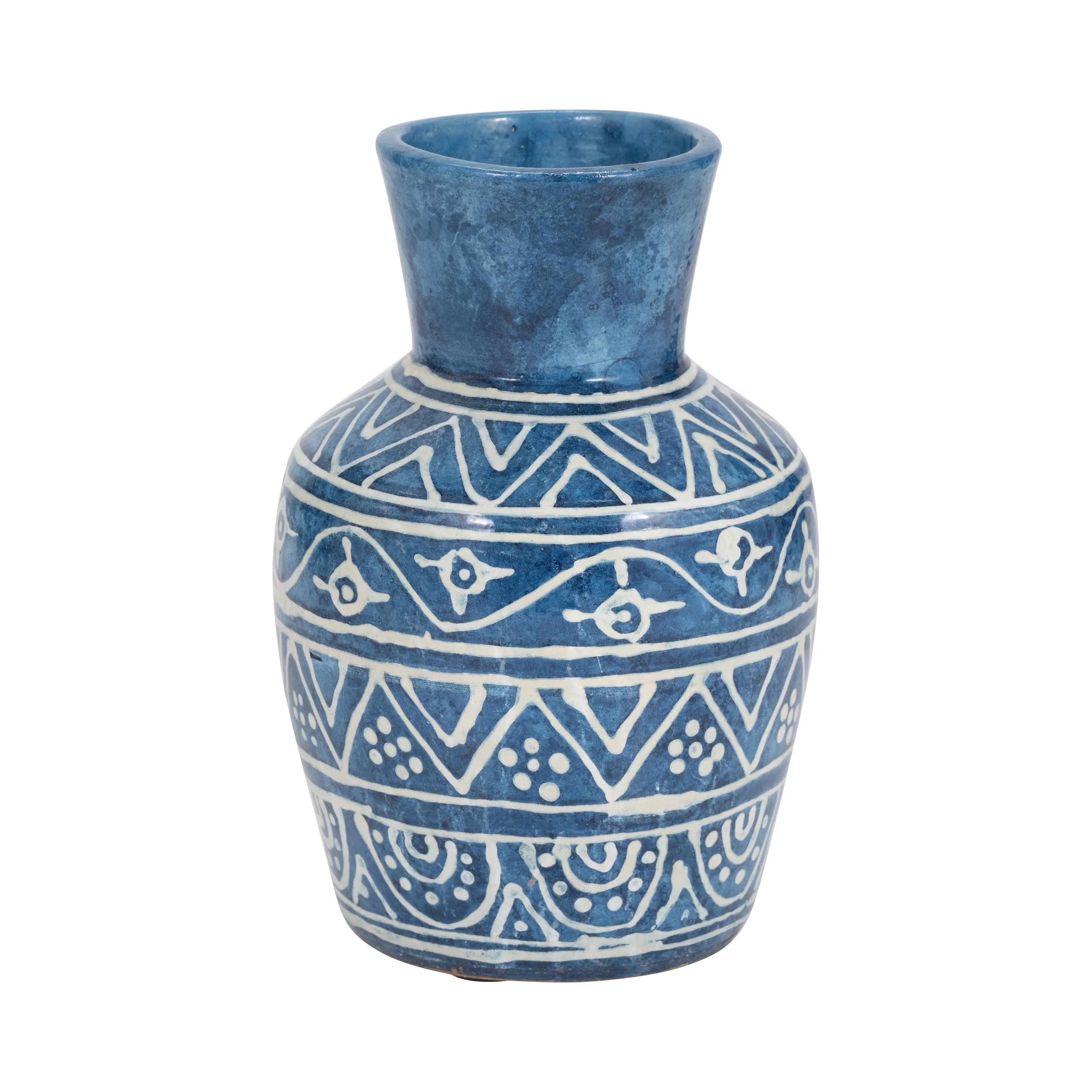 TERRACOTTA,10"H VASE, BLUE