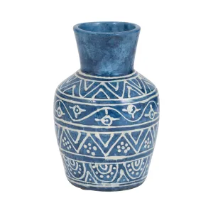 TERRACOTTA,10"H VASE, BLUE