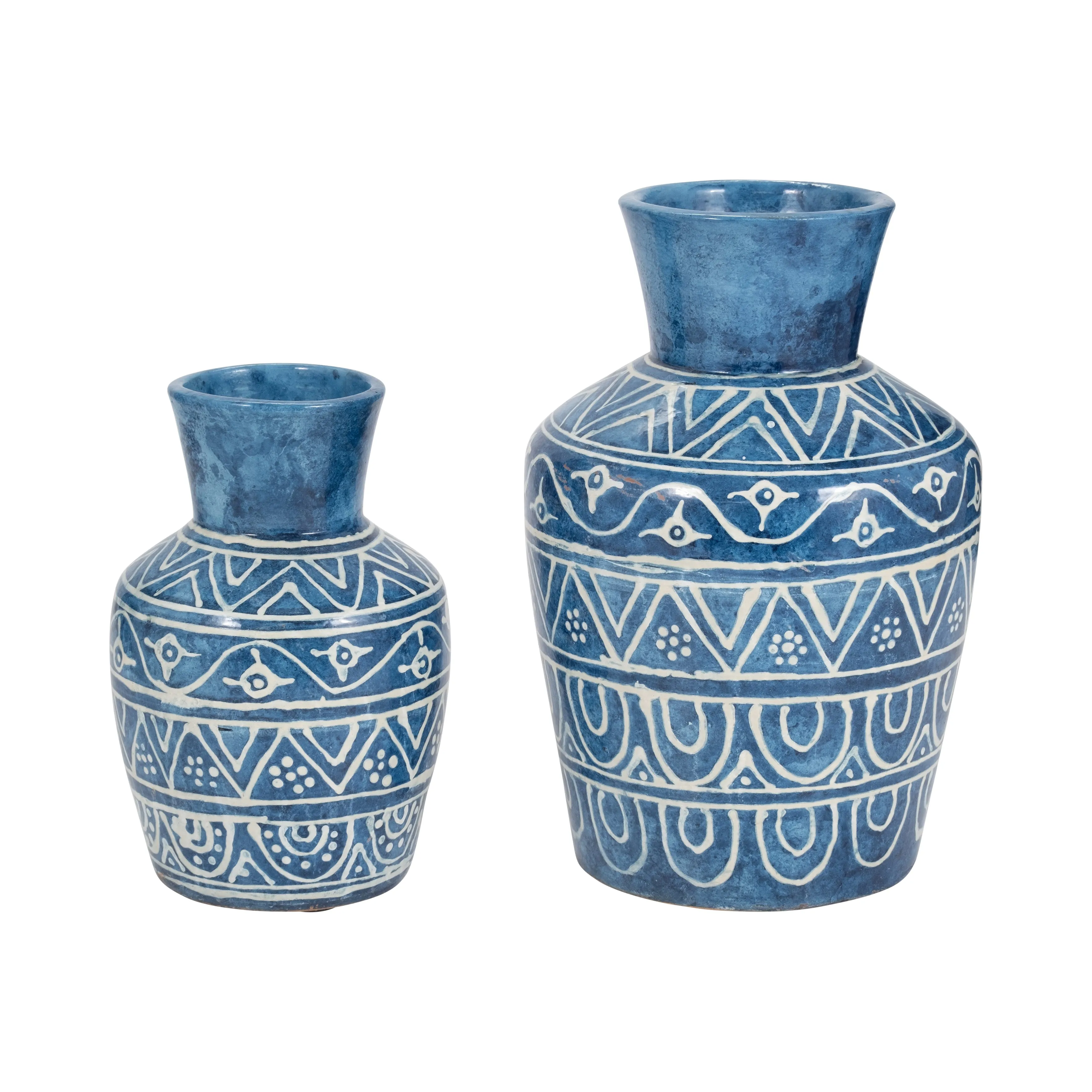 TERRACOTTA,10"H VASE, BLUE