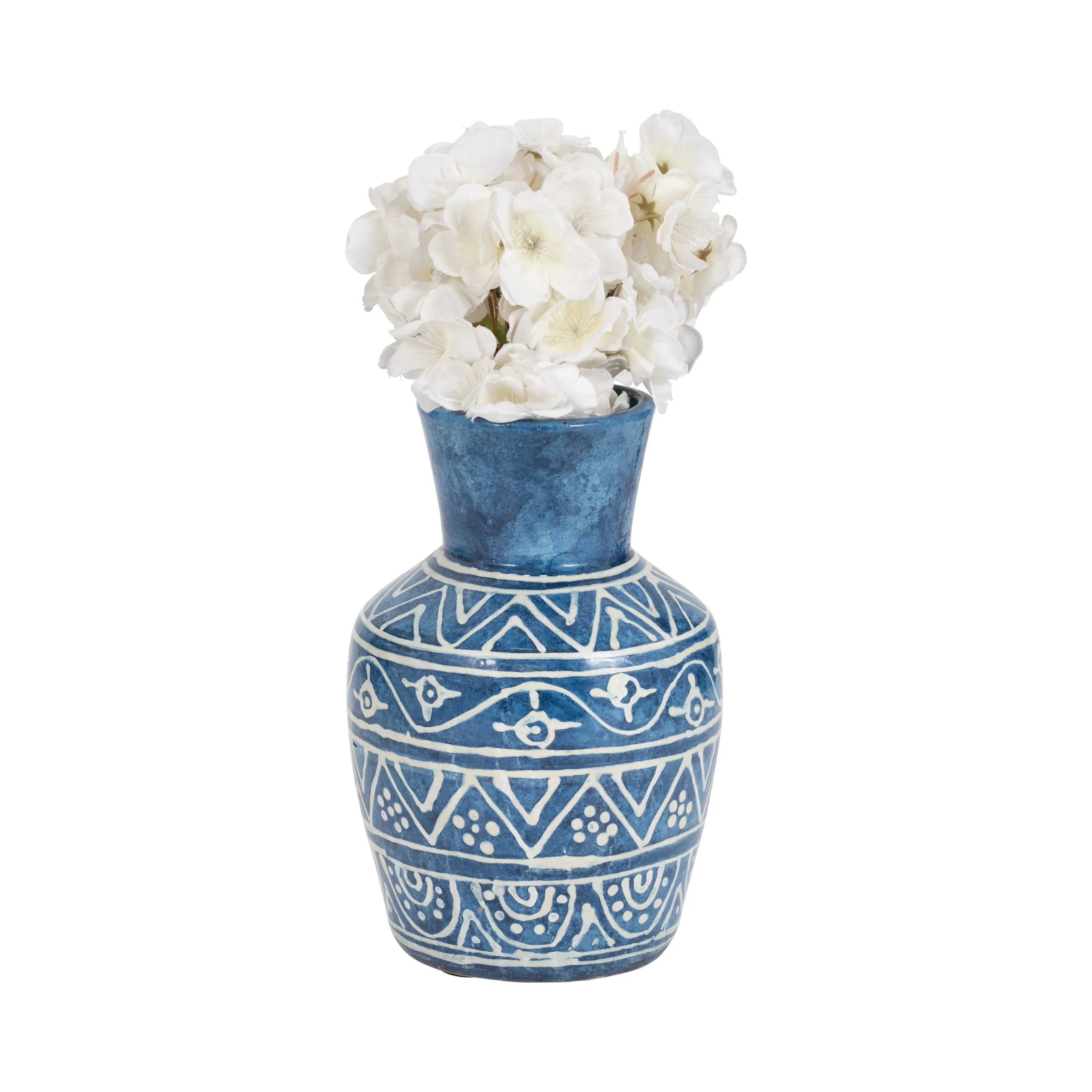 TERRACOTTA,10"H VASE, BLUE