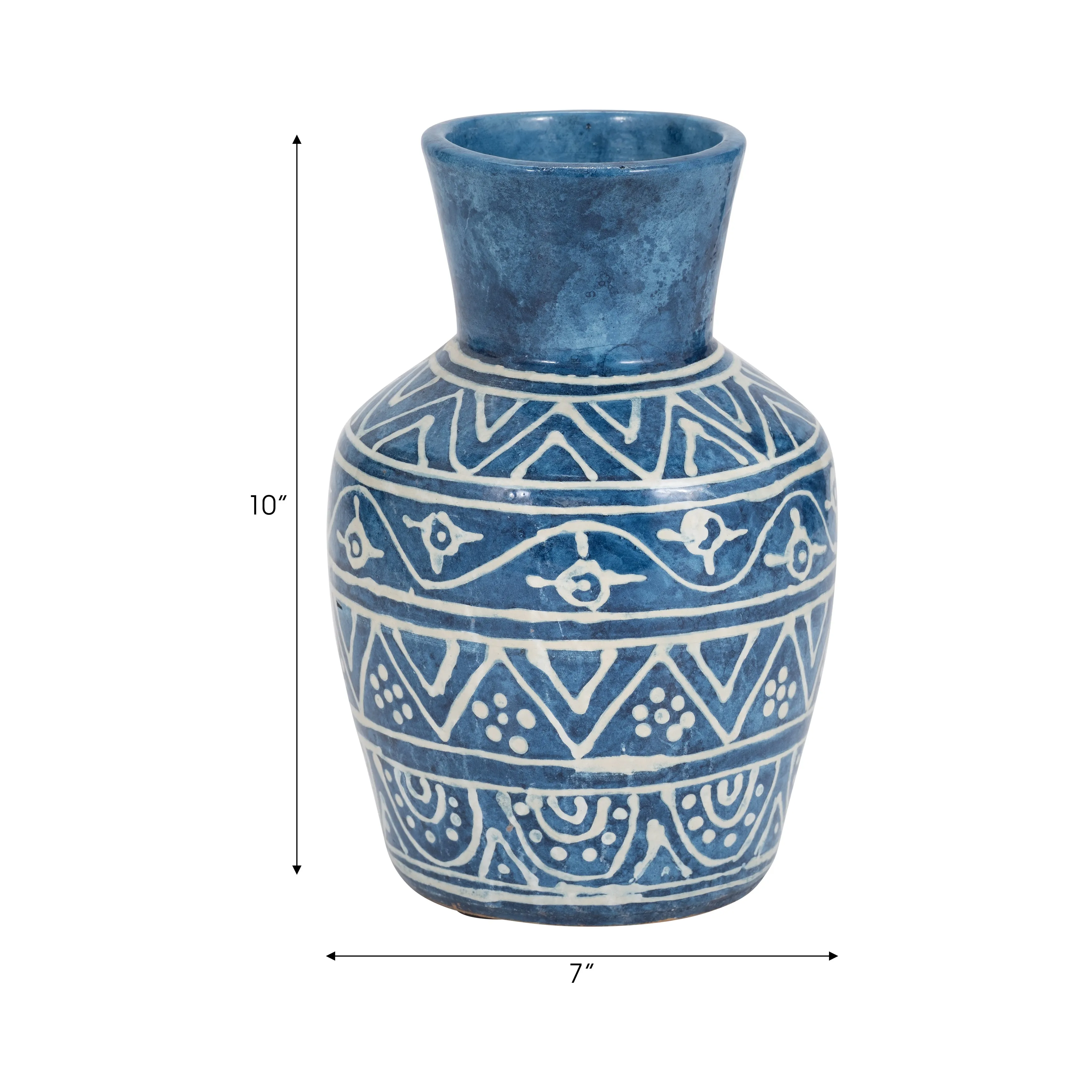 TERRACOTTA,10"H VASE, BLUE