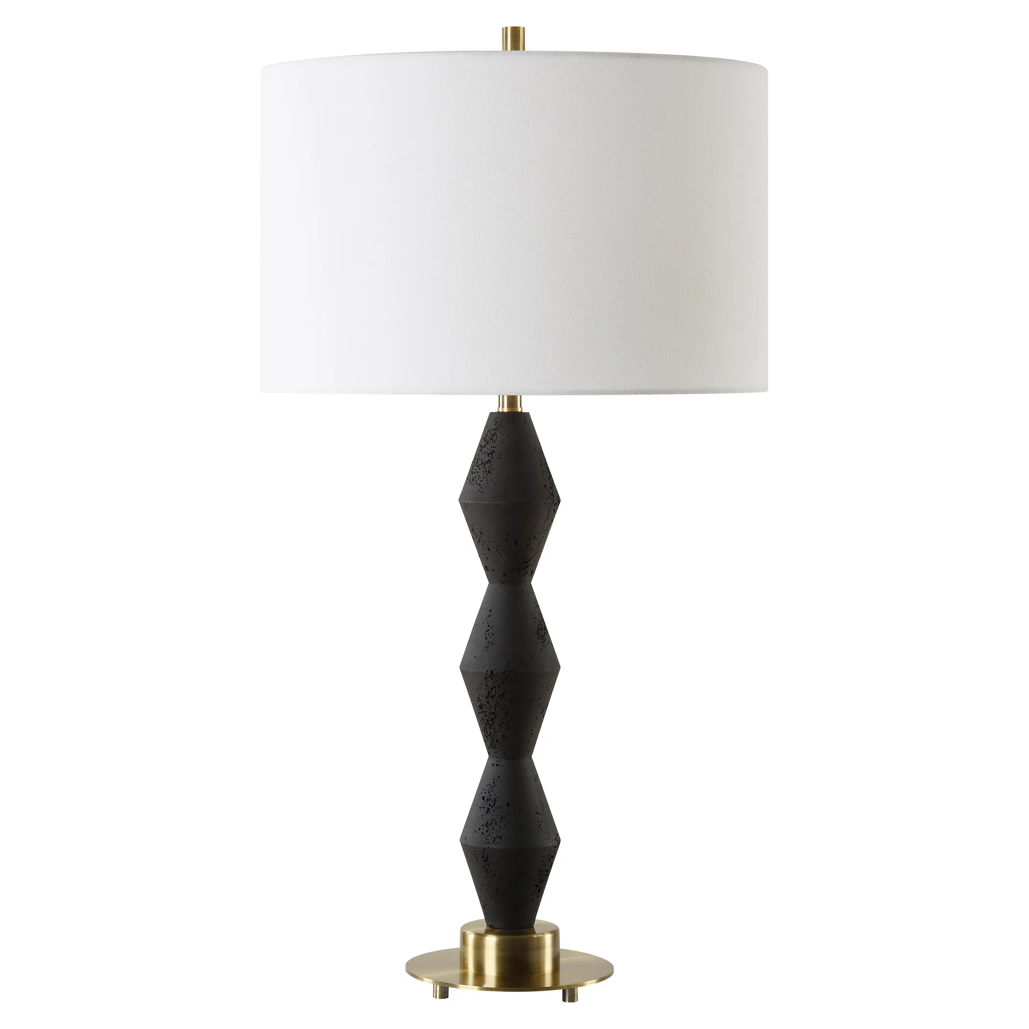 Threefold Black Stone Table Lamp
