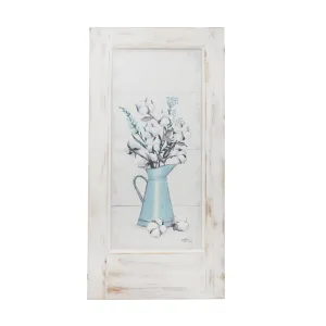 TIN PAINTED FLORAL WALL ART, WOODEN FRAME