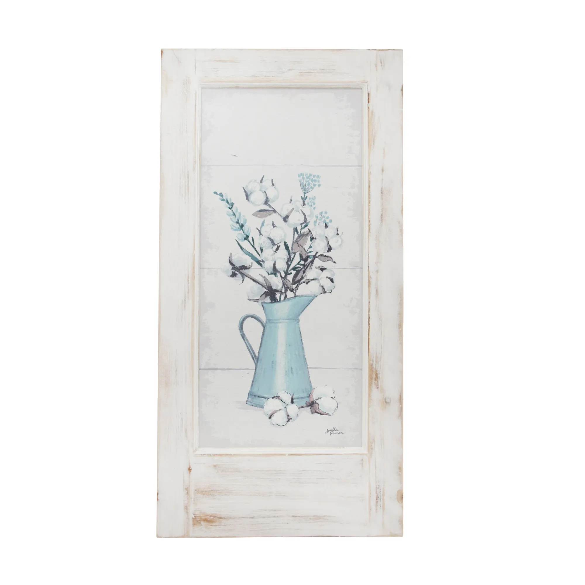 TIN PAINTED FLORAL WALL ART, WOODEN FRAME