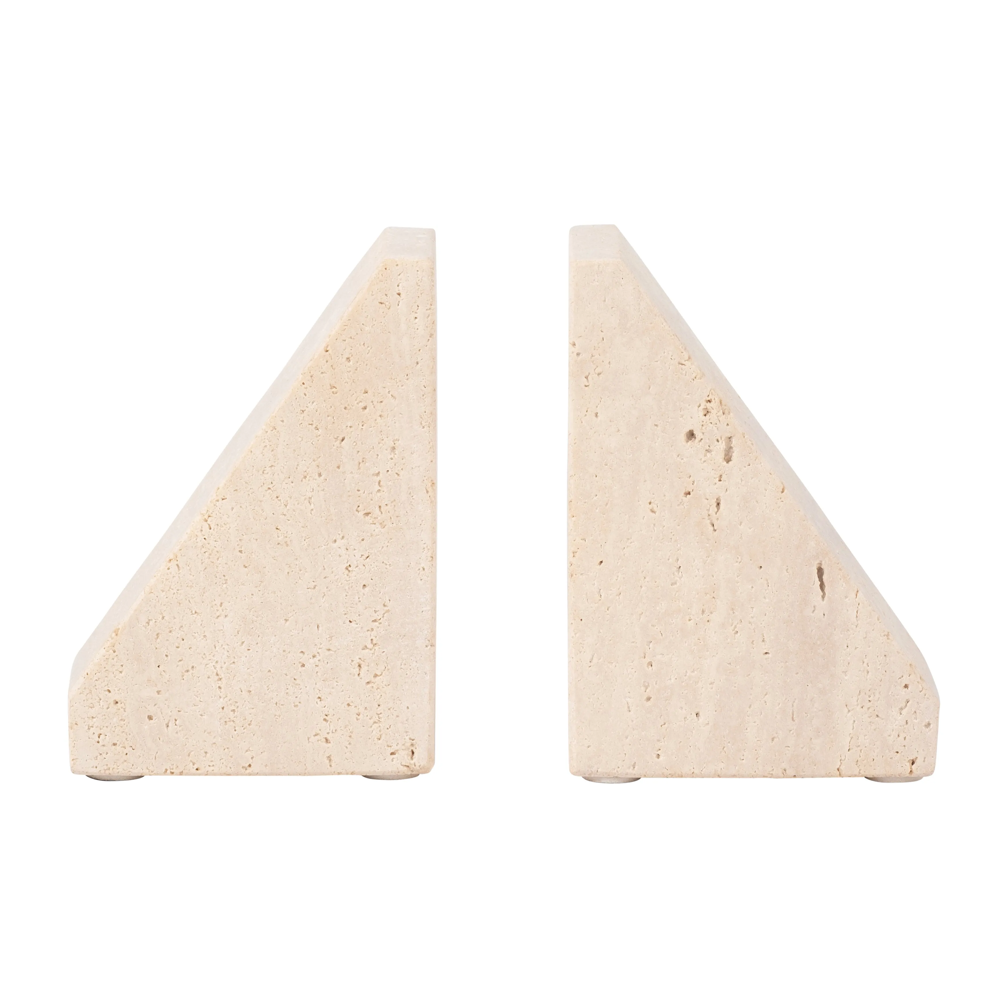 TRAVERTINE, S/2 5" TRIANGLE BOOKENDS, TAN
