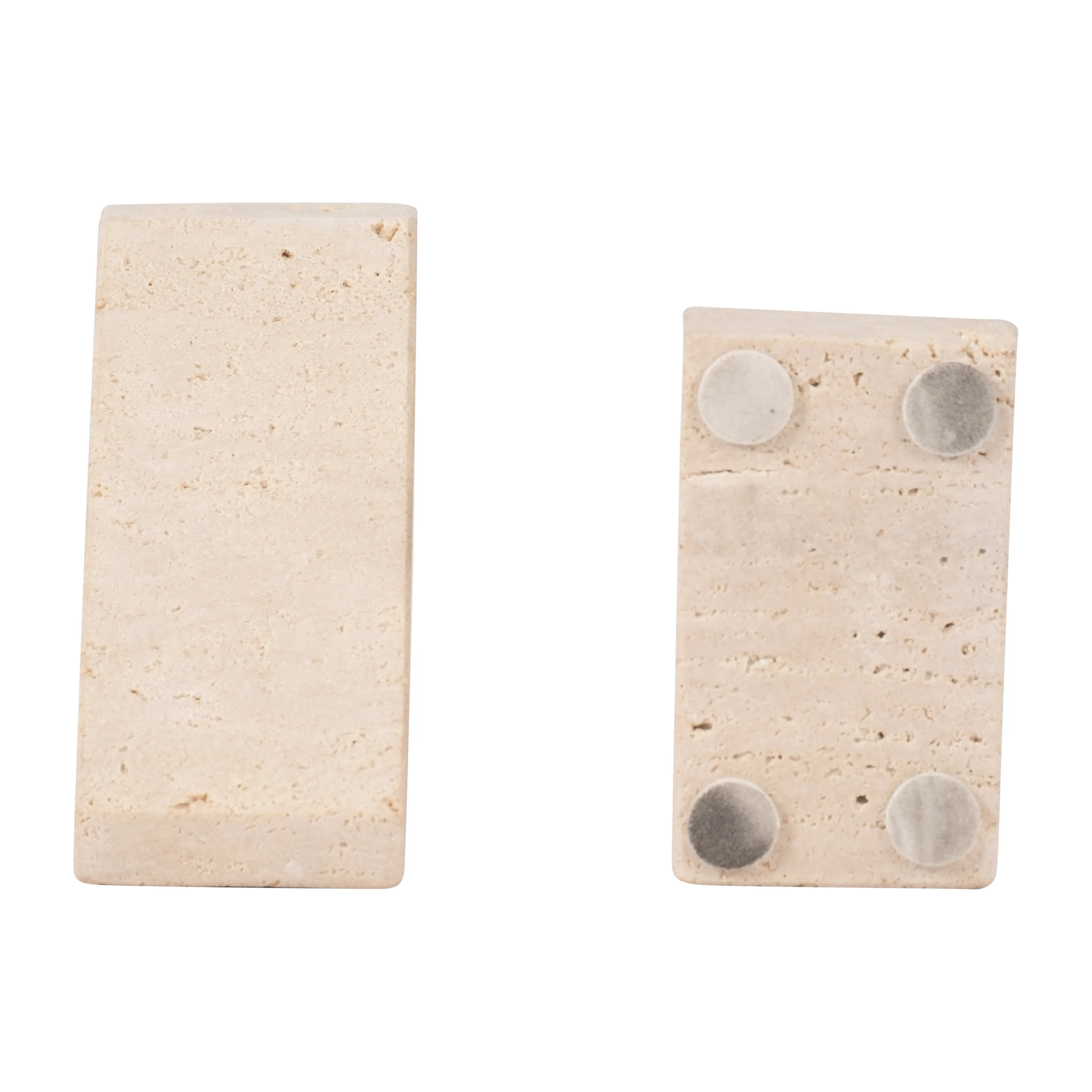 TRAVERTINE, S/2 5" TRIANGLE BOOKENDS, TAN