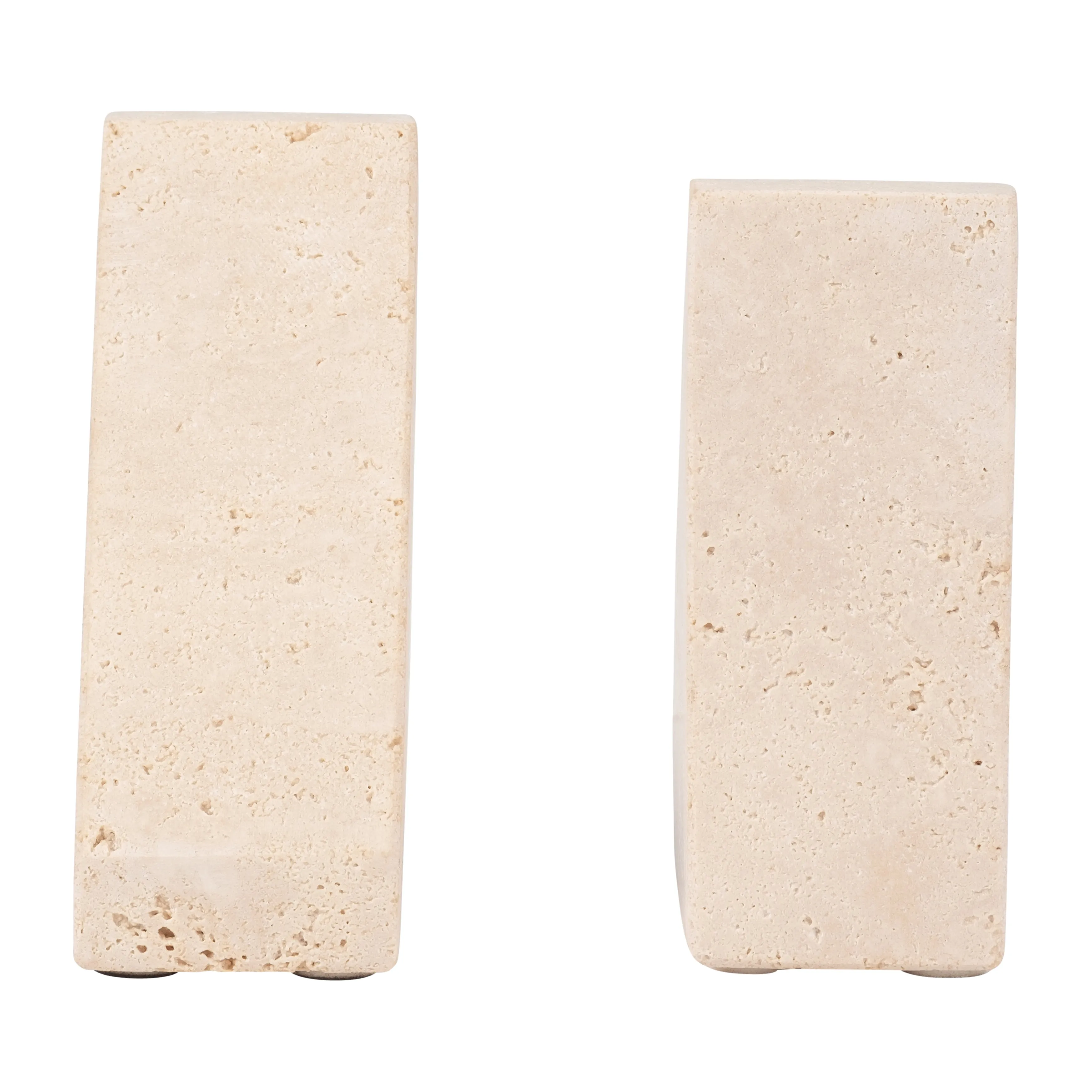 TRAVERTINE, S/2 5" TRIANGLE BOOKENDS, TAN