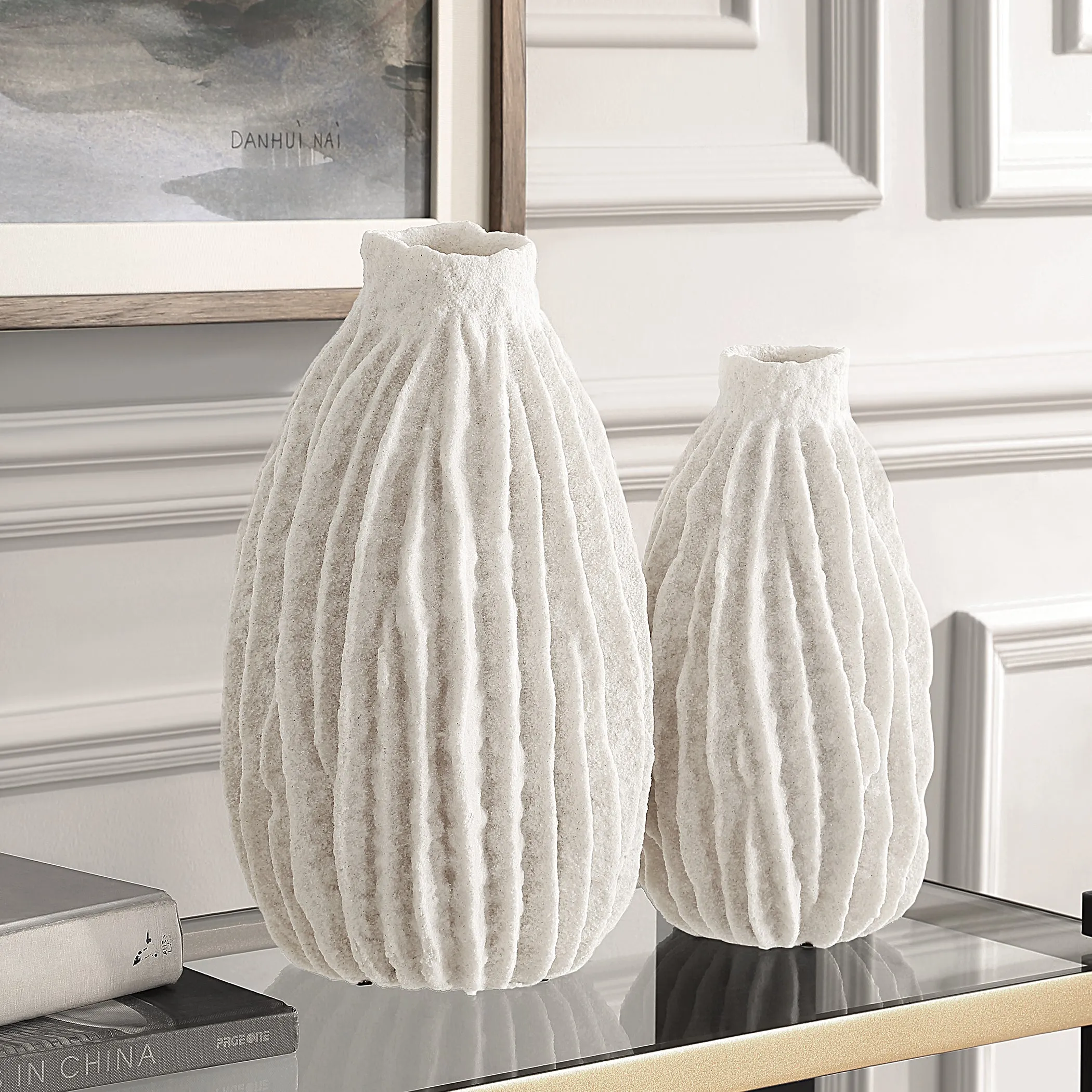 Uttermost Ivory Ridge Vases Set/2