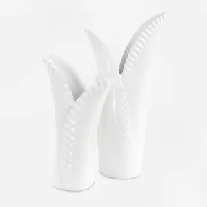Uttermost Leafscape White Vases Set/2