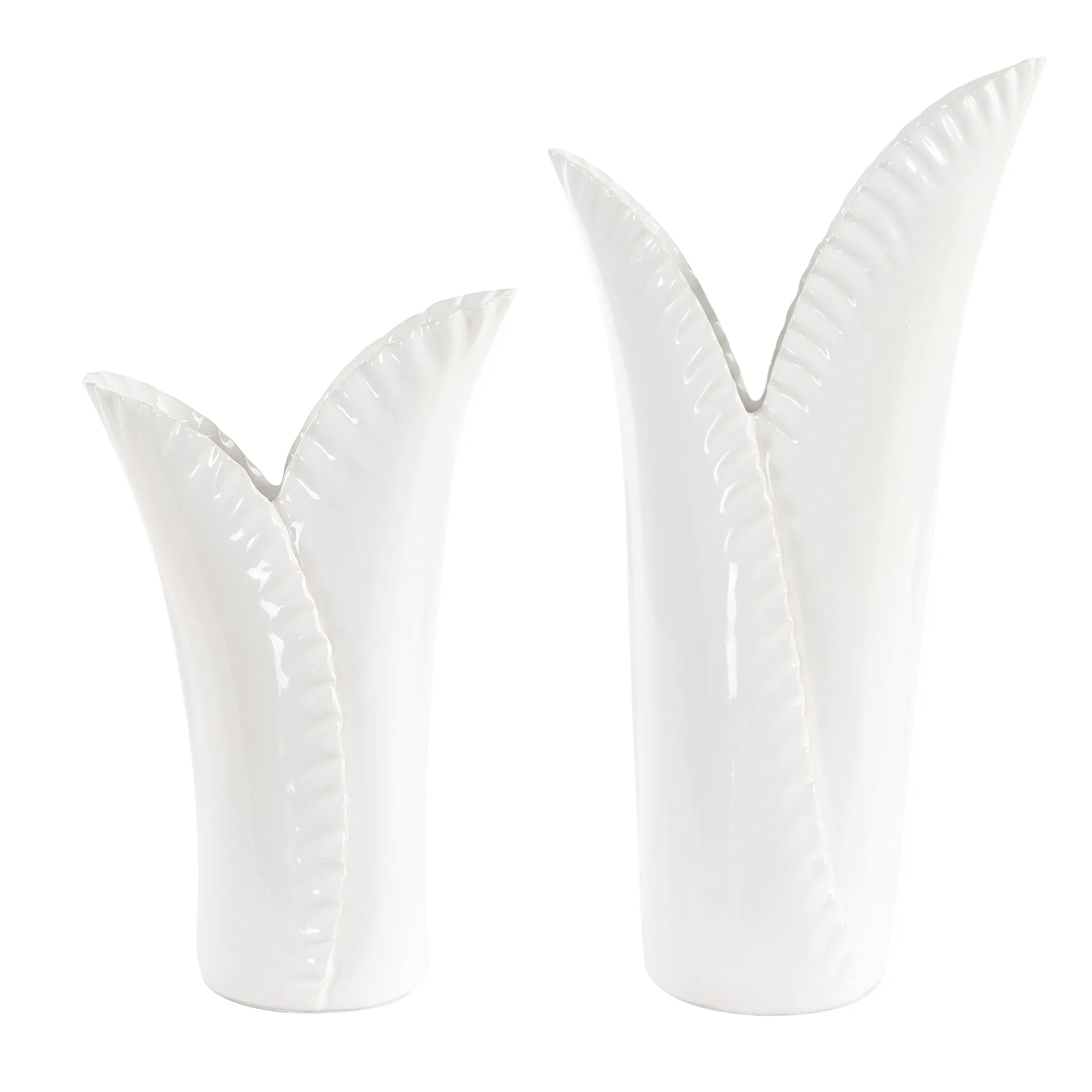 Uttermost Leafscape White Vases Set/2