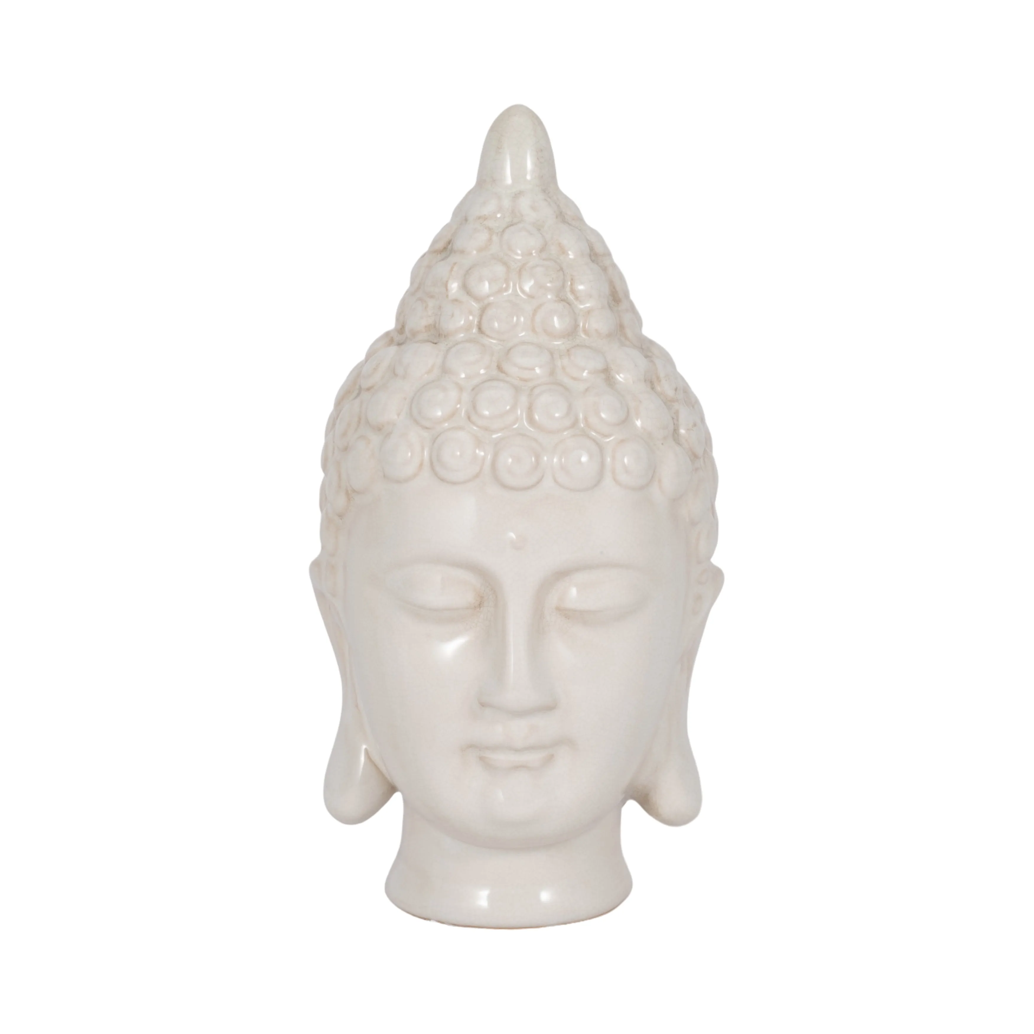 WHITE CERAMIC BUDDHA HEAD