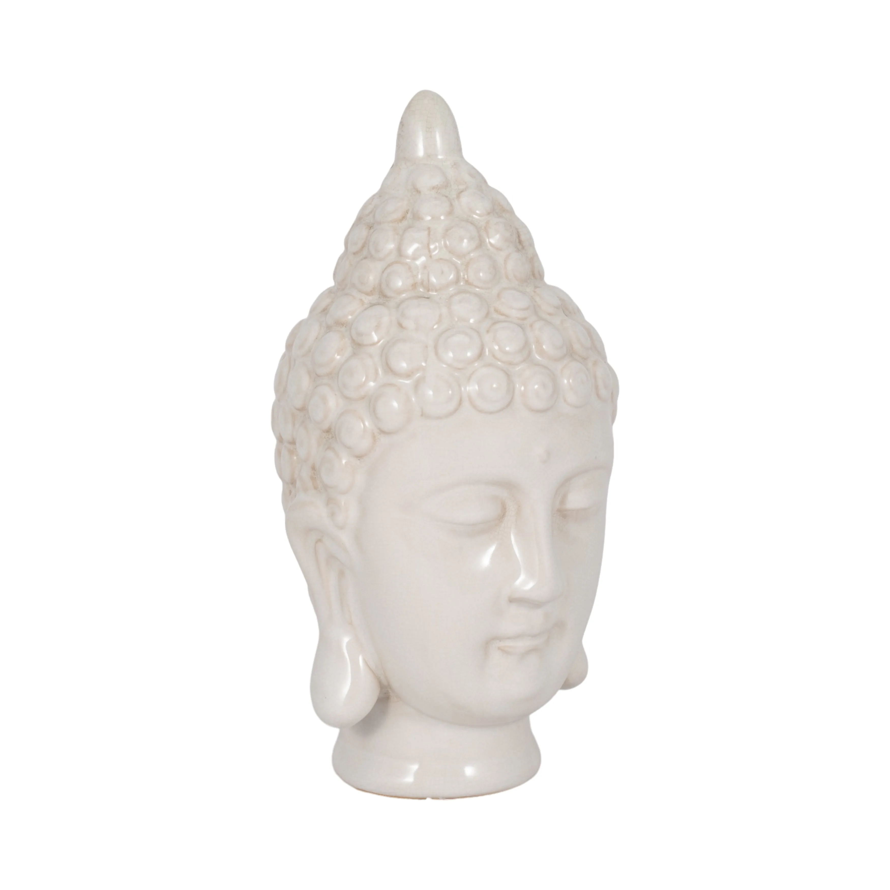 WHITE CERAMIC BUDDHA HEAD