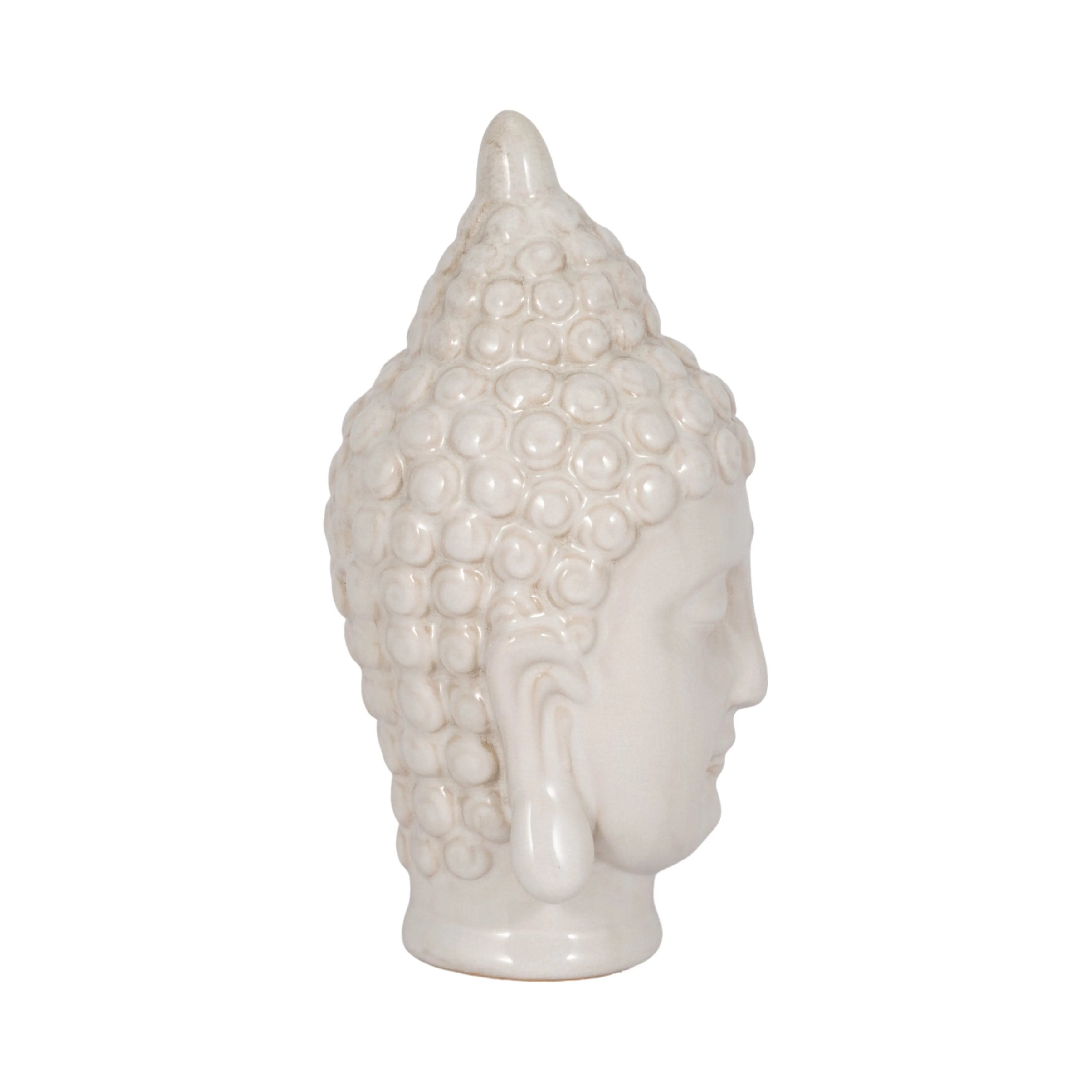 WHITE CERAMIC BUDDHA HEAD