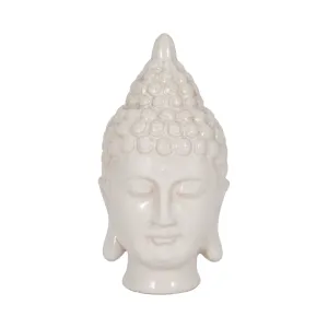WHITE CERAMIC BUDDHA HEAD