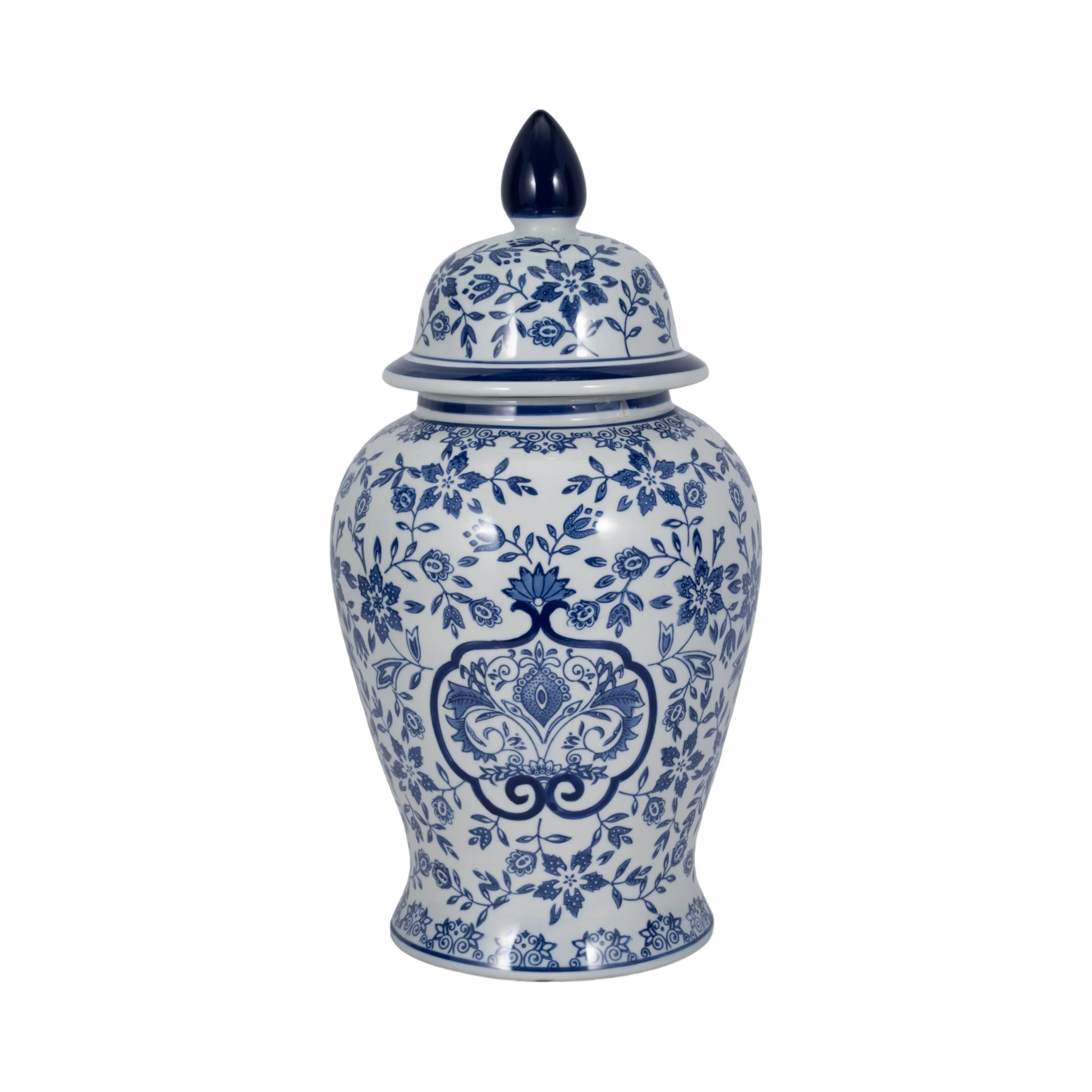 WHITE/BLUE TEMPLE JAR 18"