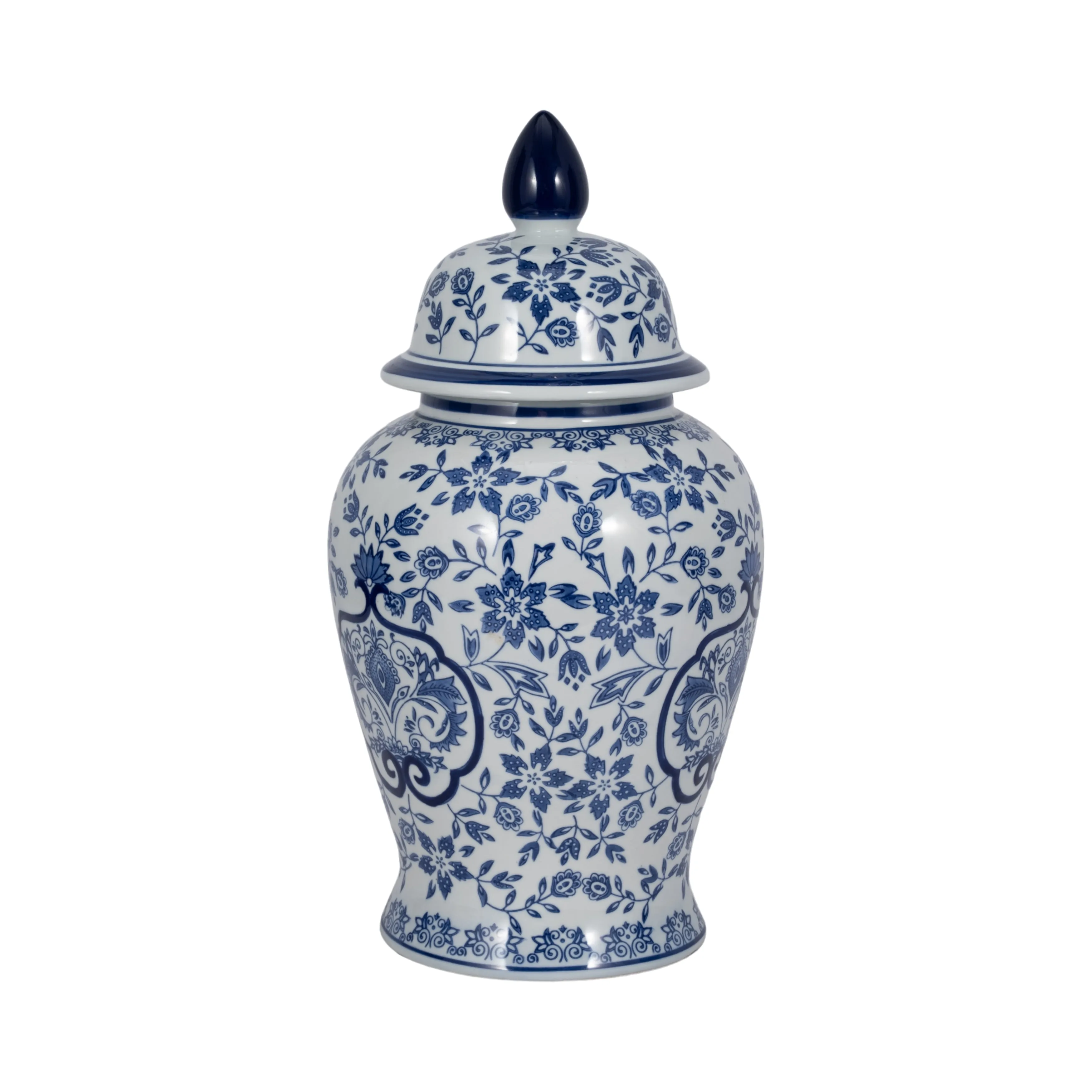 WHITE/BLUE TEMPLE JAR 18"