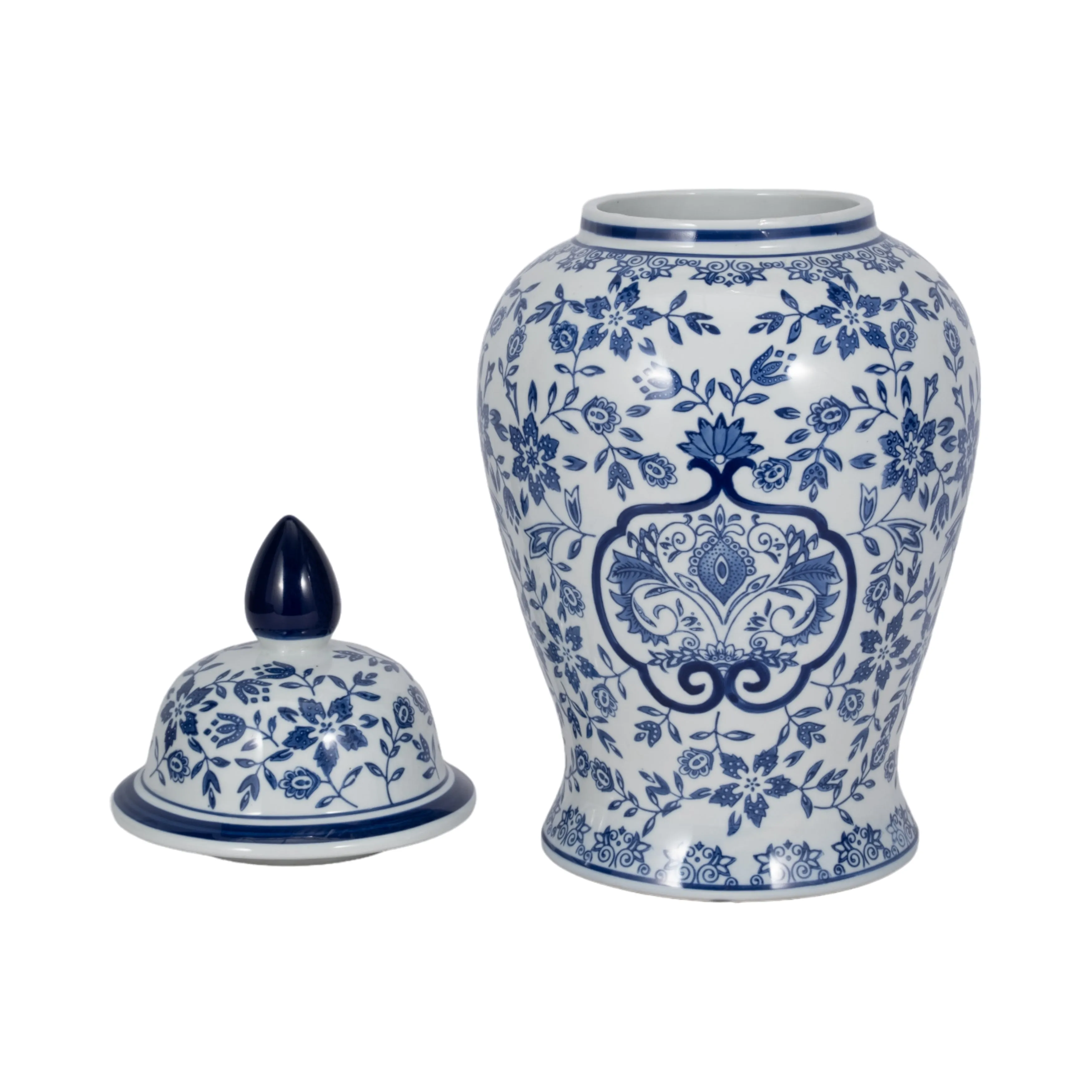 WHITE/BLUE TEMPLE JAR 18"