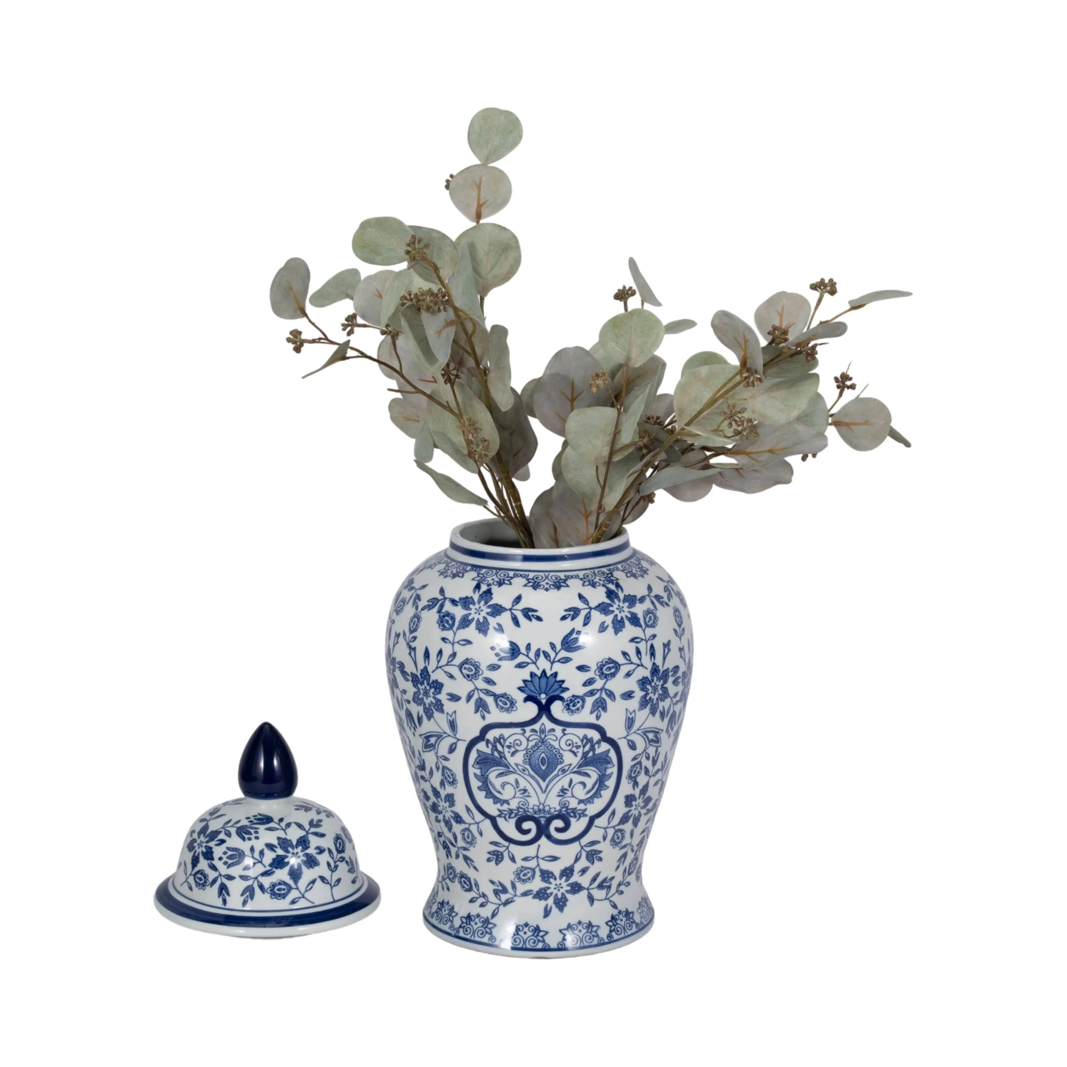 WHITE/BLUE TEMPLE JAR 18"