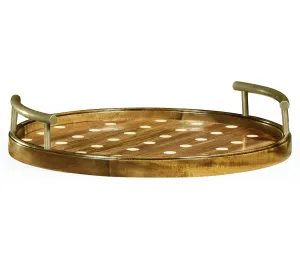 William Yeoward Collected - Urban Cool - Small Circular Natural Acacia & Polka Dot Tray