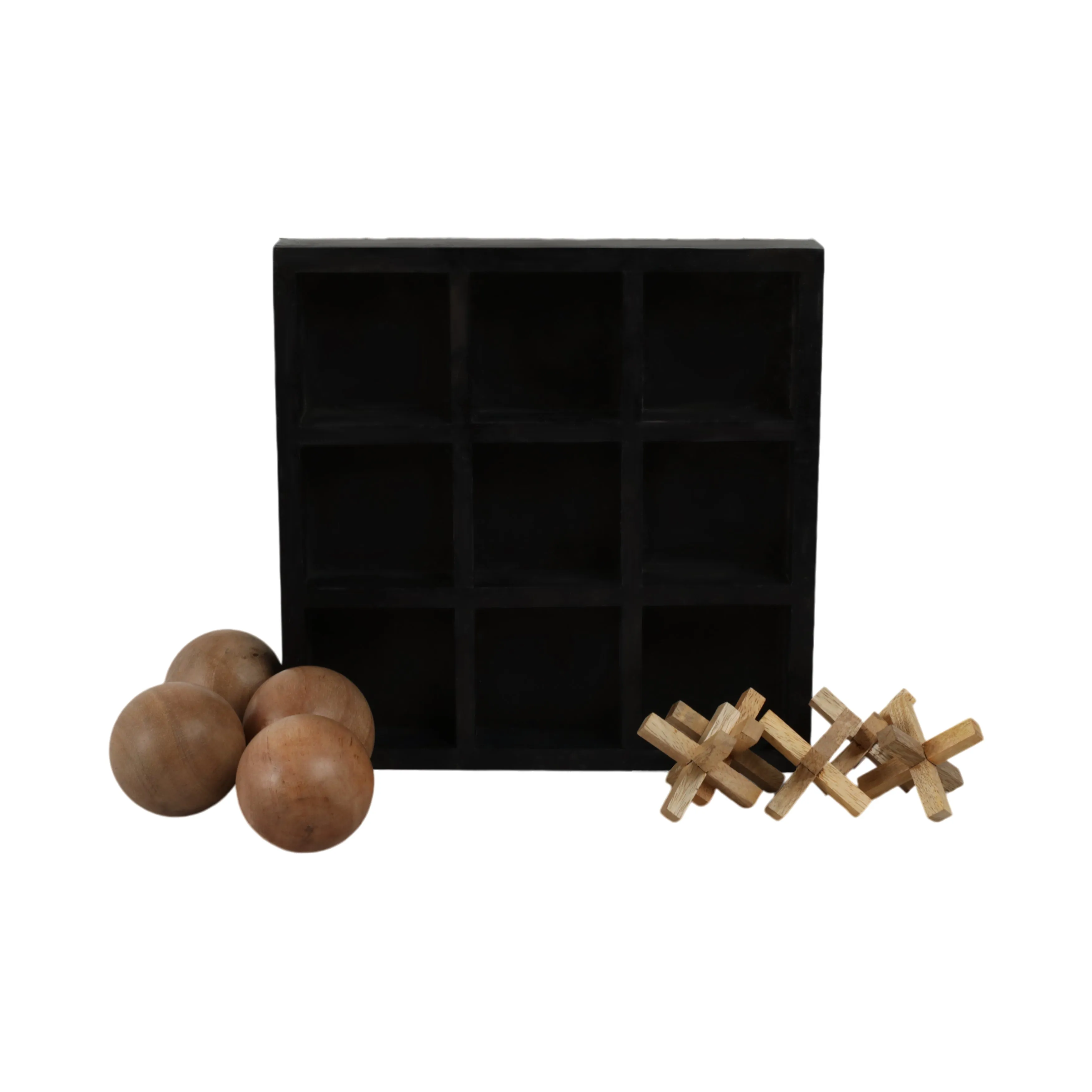 WOOD, 10X10 TIC TAC TOE BOARD GAME, BLACK