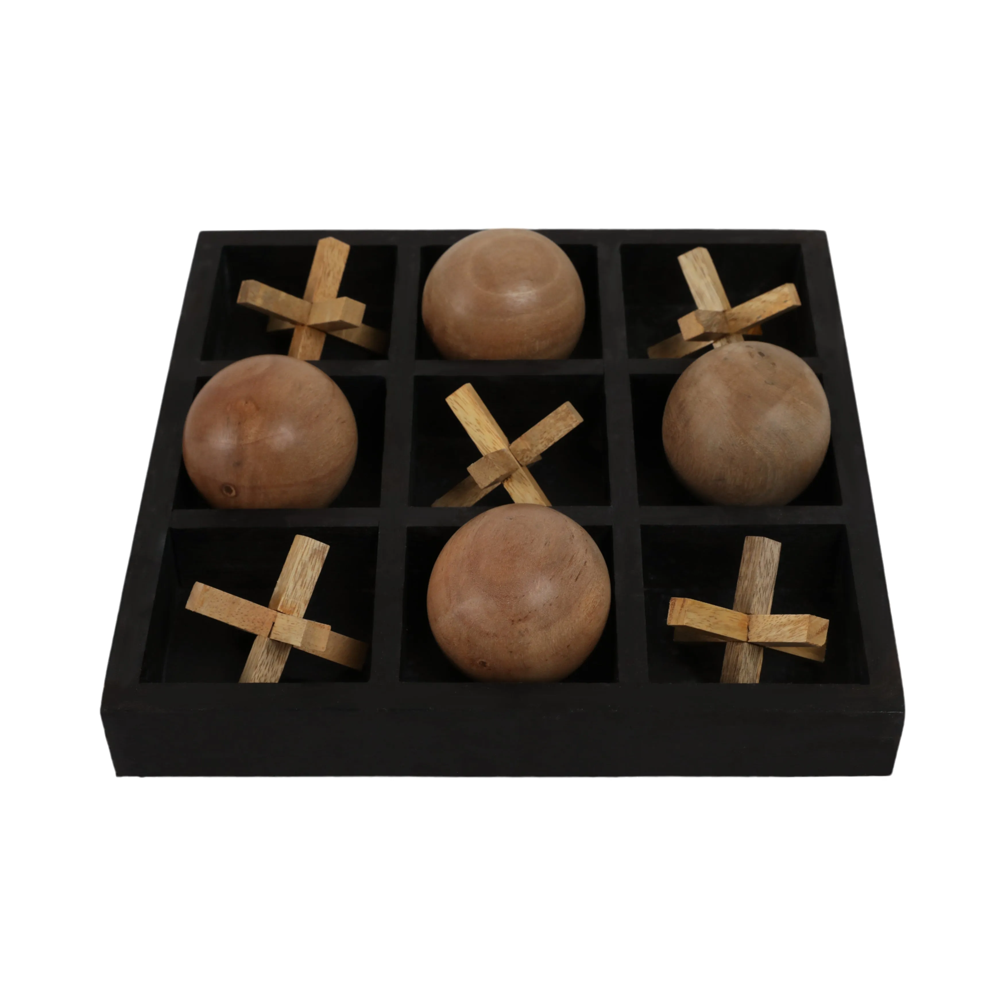 WOOD, 10X10 TIC TAC TOE BOARD GAME, BLACK