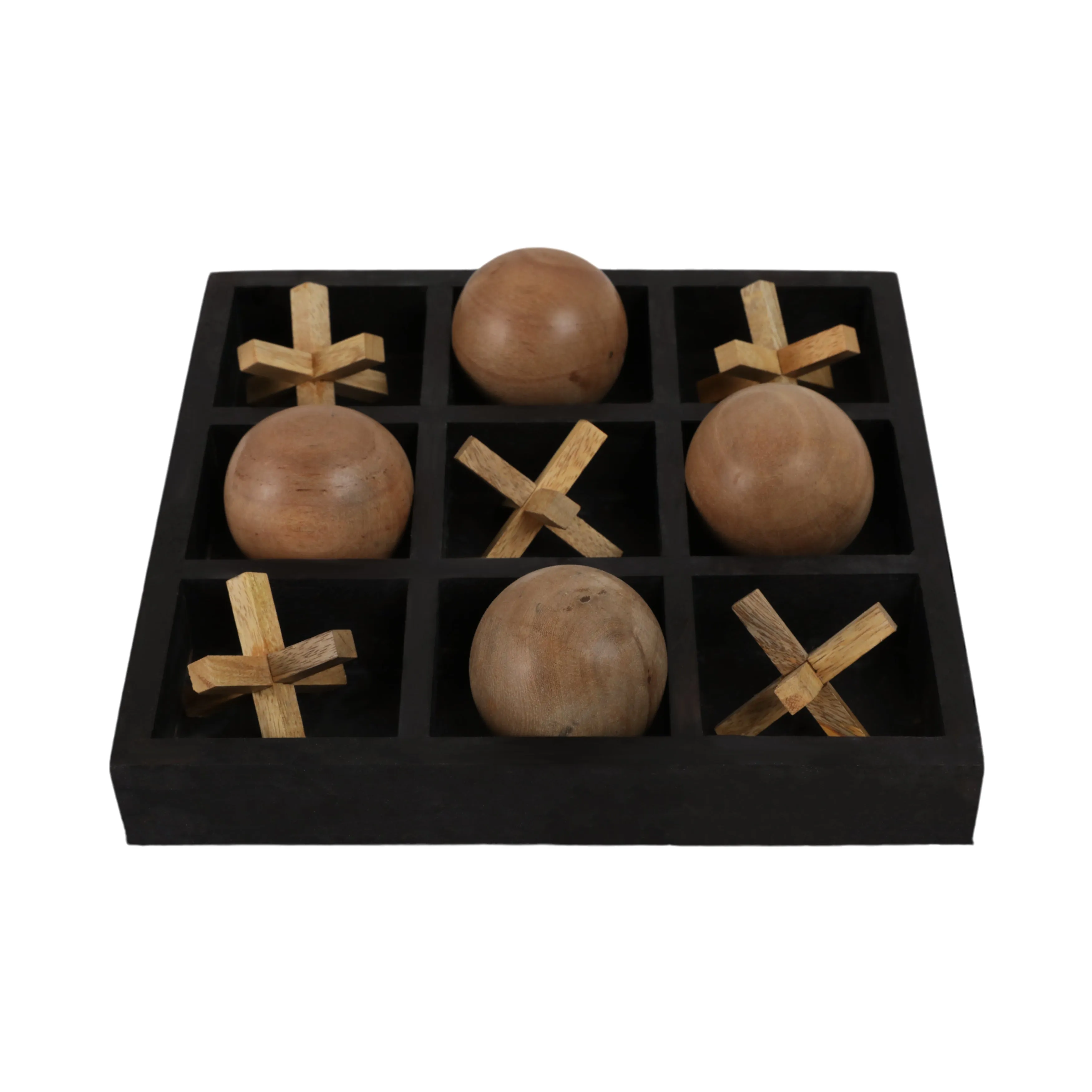 WOOD, 10X10 TIC TAC TOE BOARD GAME, BLACK