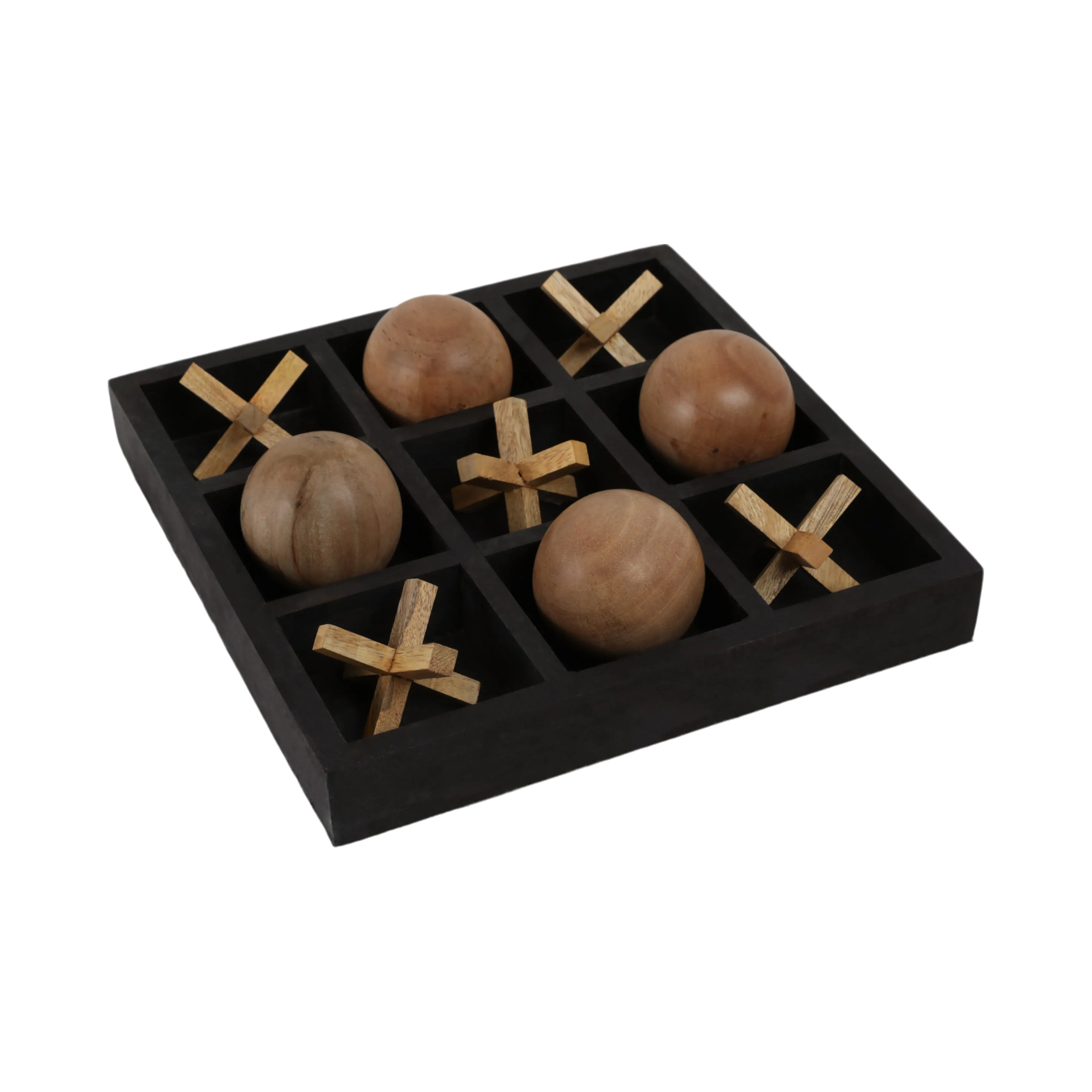 WOOD, 10X10 TIC TAC TOE BOARD GAME, BLACK