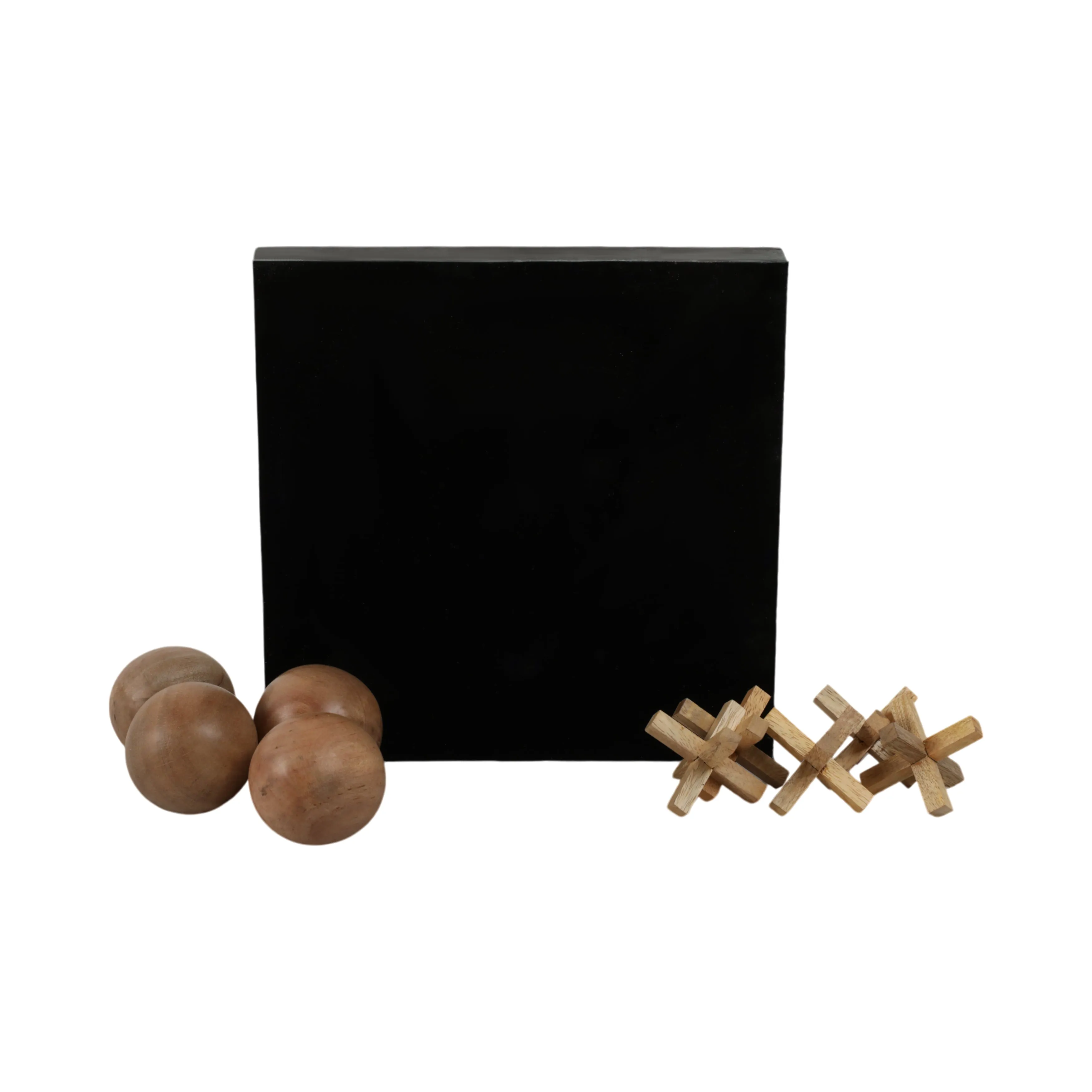 WOOD, 10X10 TIC TAC TOE BOARD GAME, BLACK