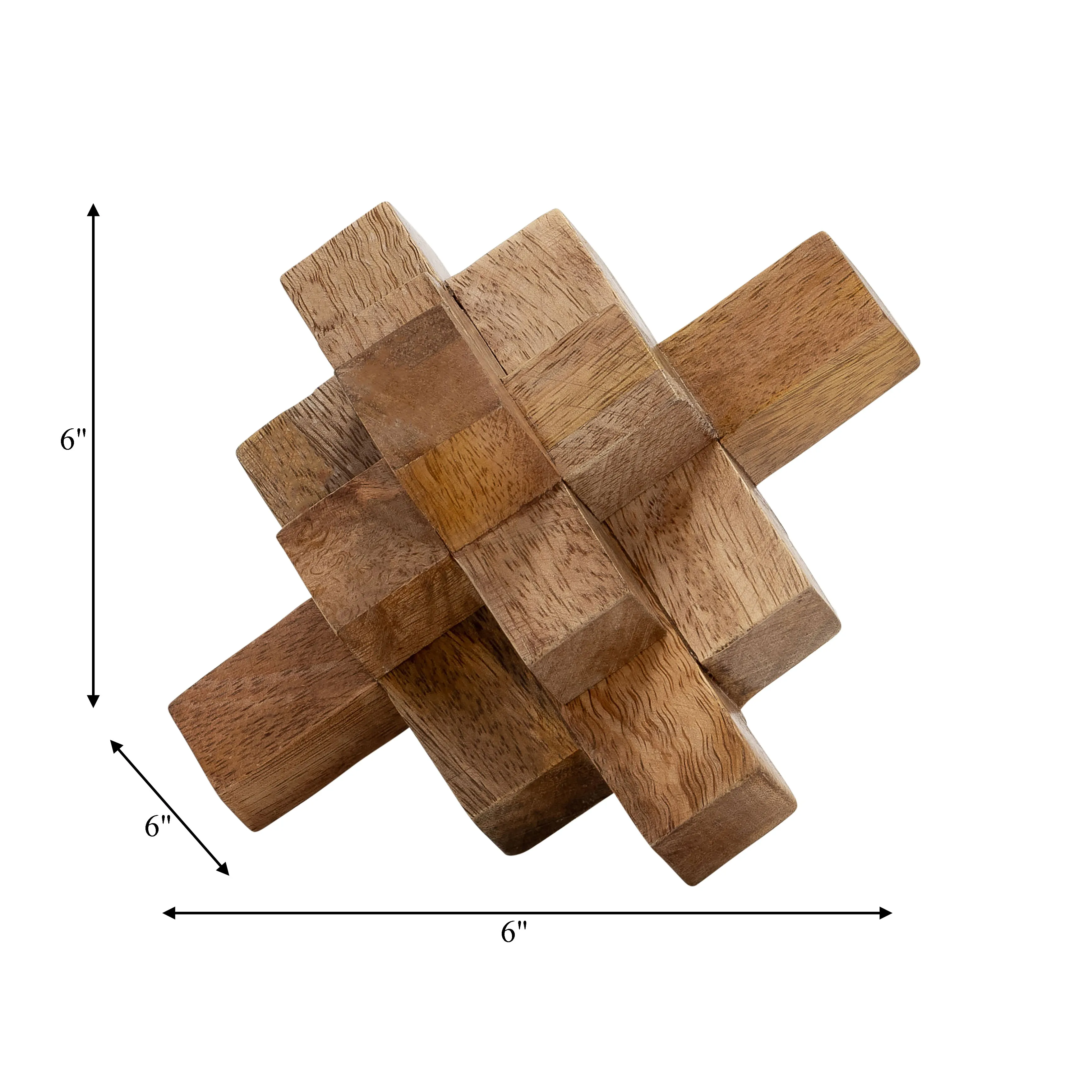 WOOD, 5"  GEOMETRIC ORB, NATURAL