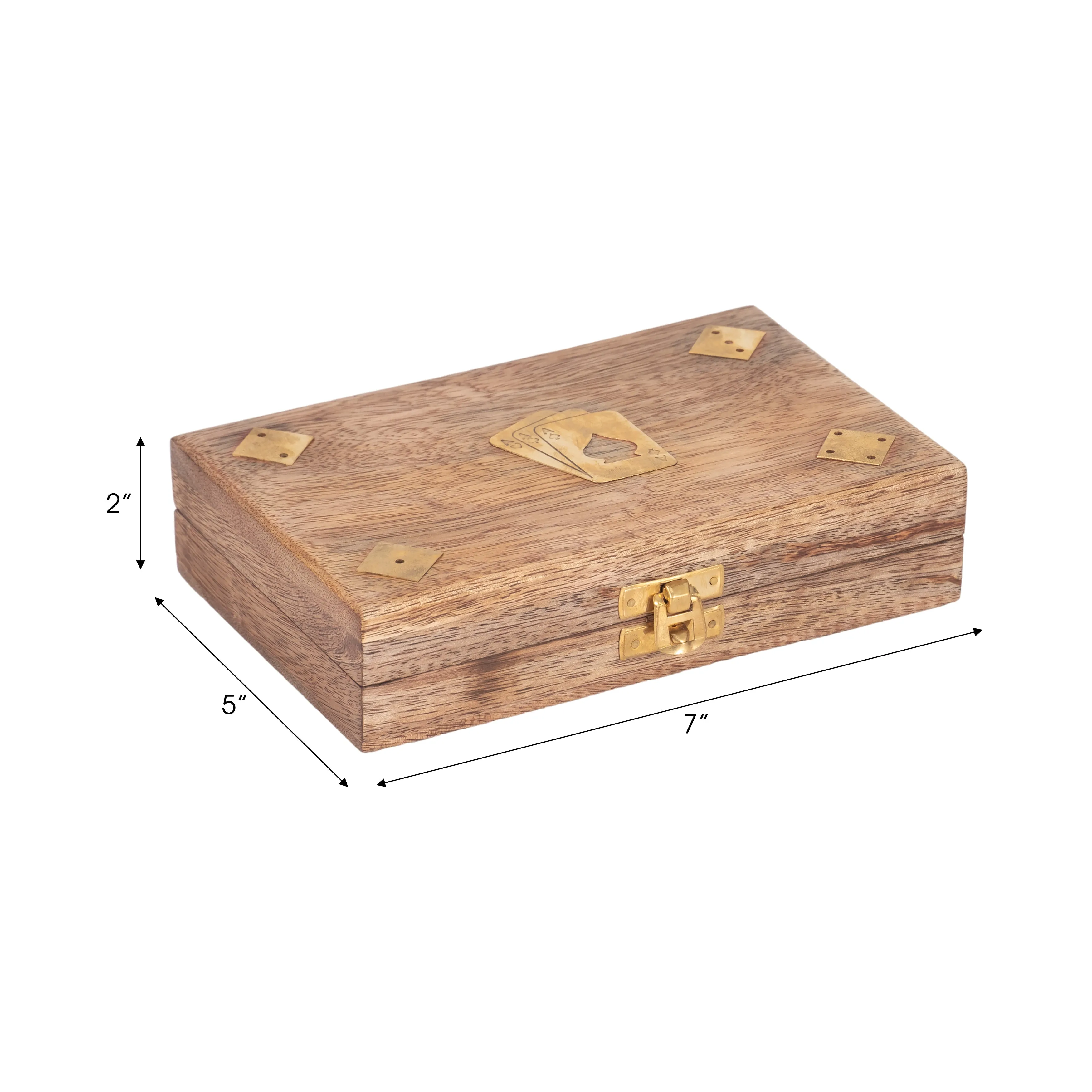 WOOD, 7X5 CARDS & DICE BOX, BROWN