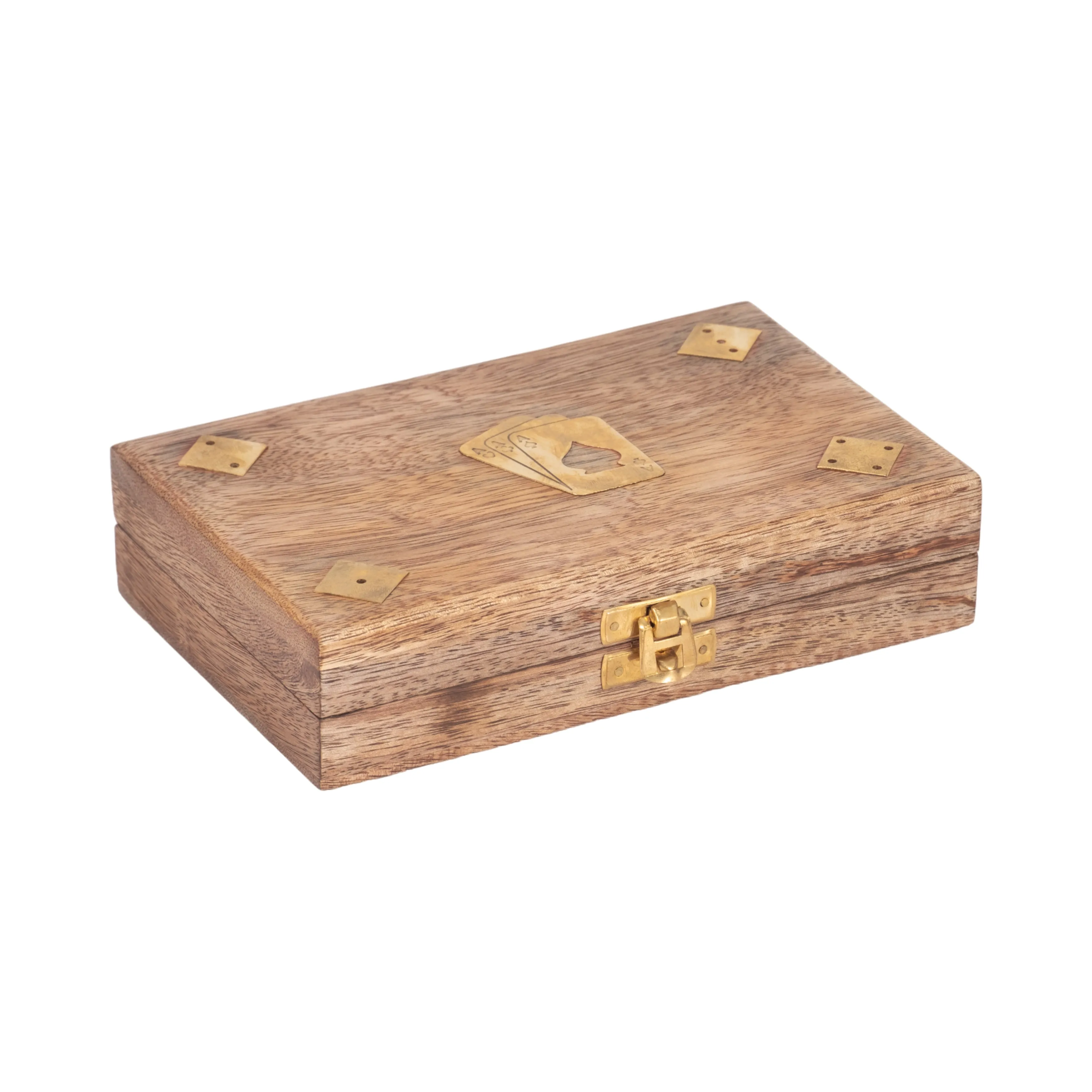 WOOD, 7X5 CARDS & DICE BOX, BROWN