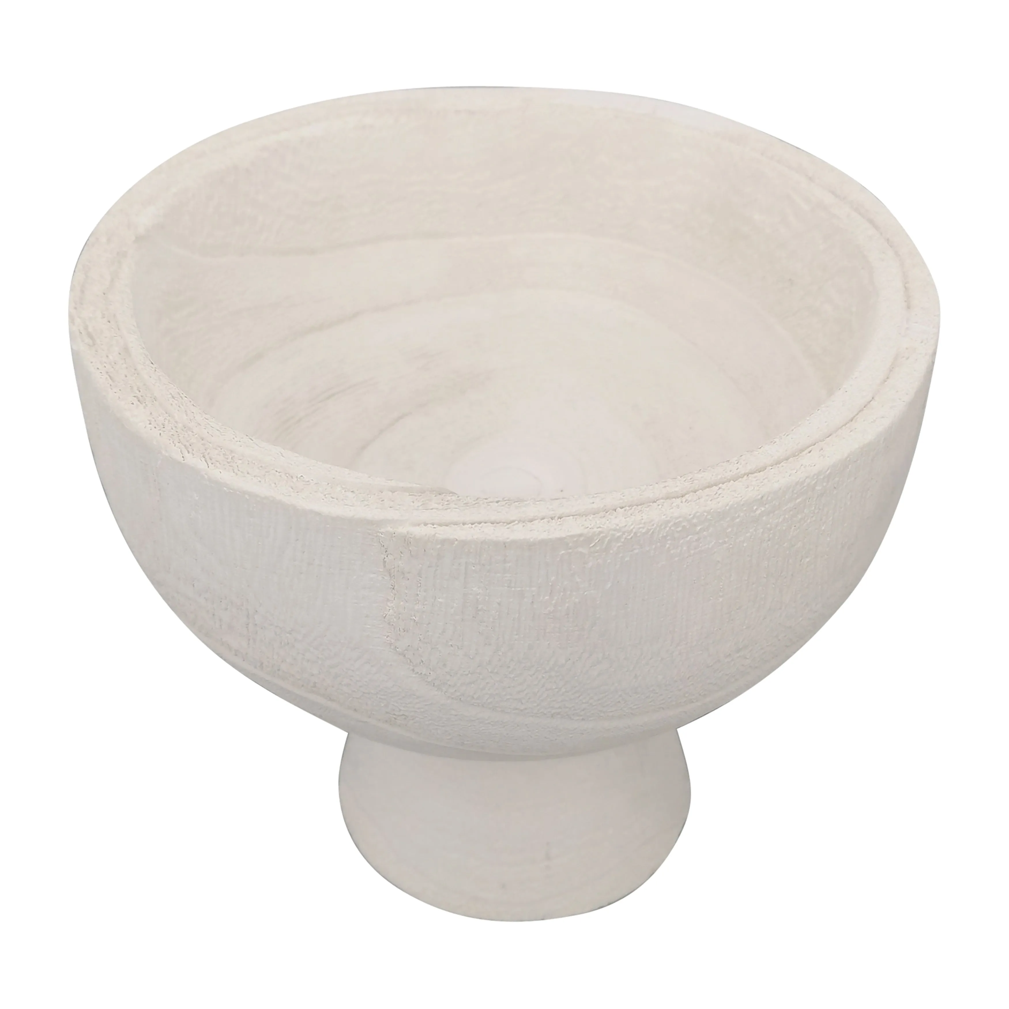 WOOD, 8" BOWL W/ STAND, WHITE