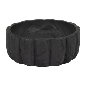 WOOD, 9" SCALLOPED BOWL, BLACK