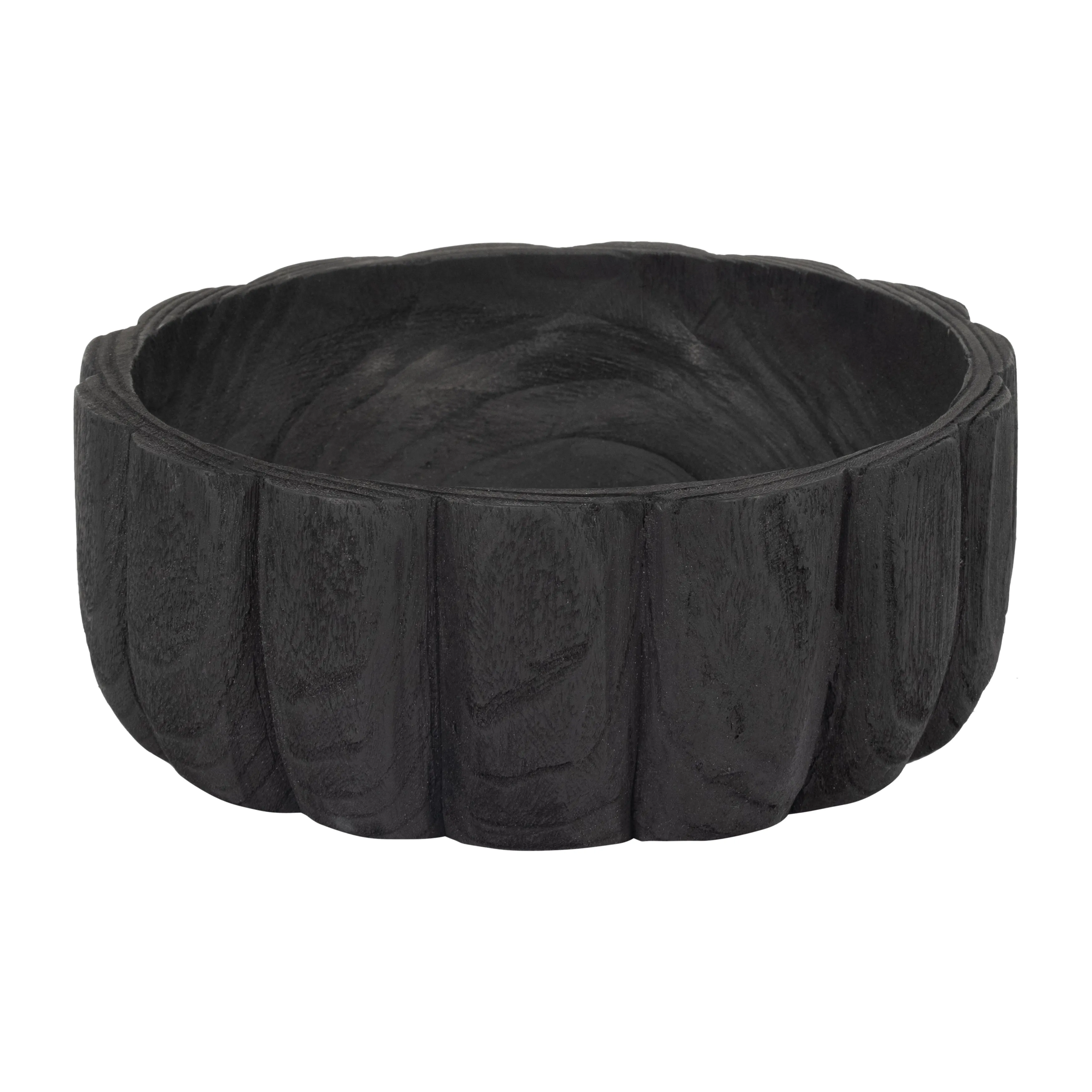 WOOD, 9" SCALLOPED BOWL, BLACK