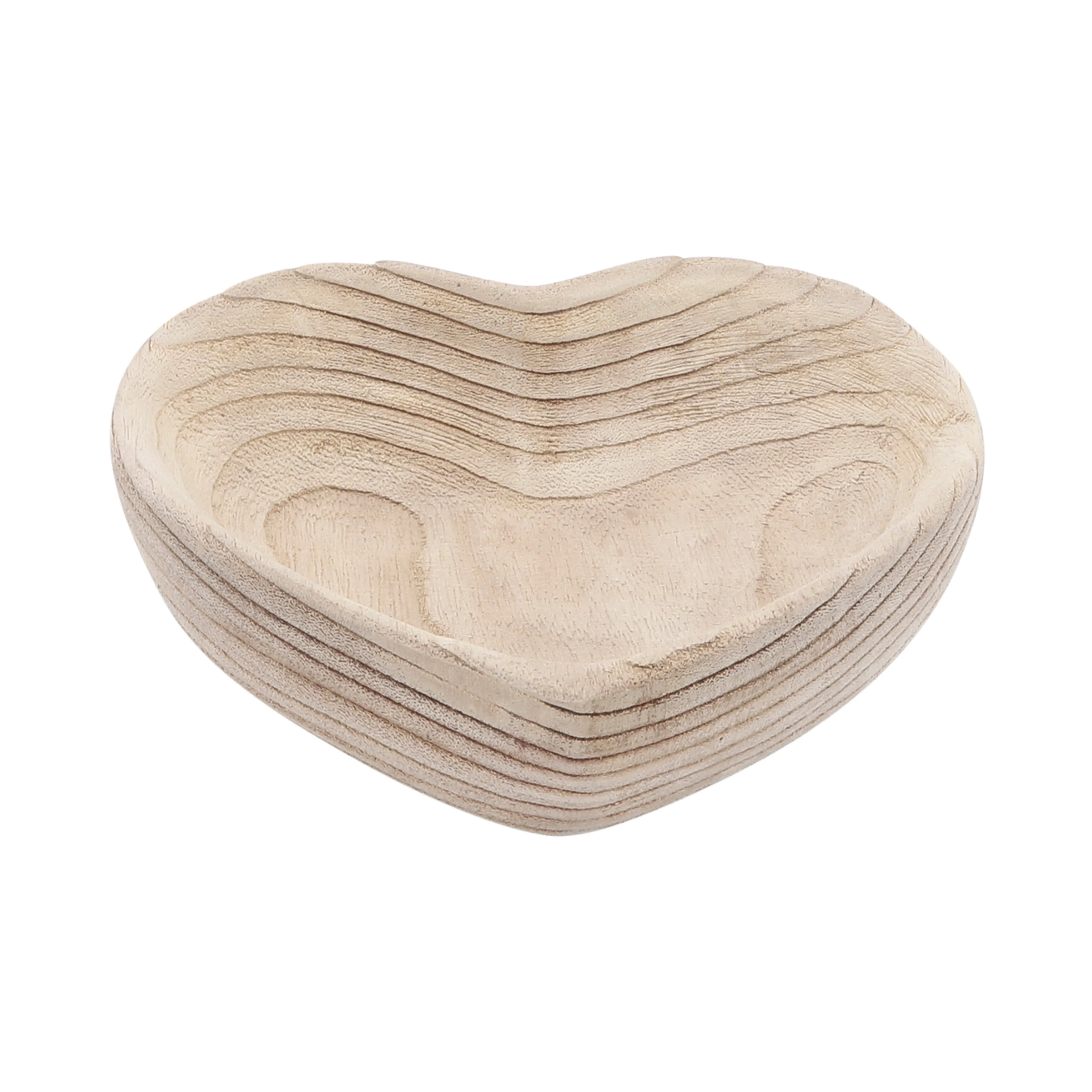 WOOD, S/2 9/10" HEART BOWLS, NATURAL