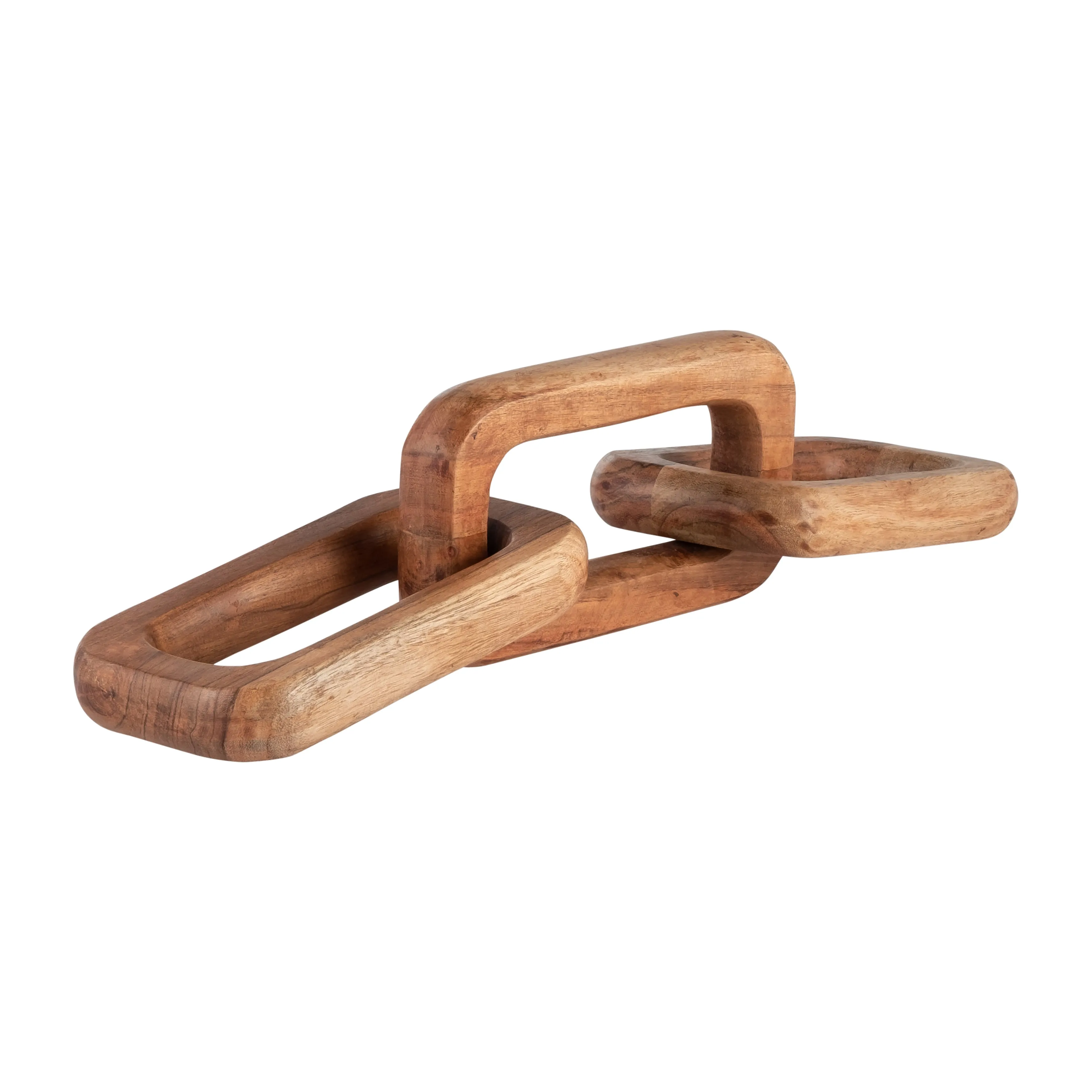 WOOD,17", TRIPLE LINK CHAIN,BROWN