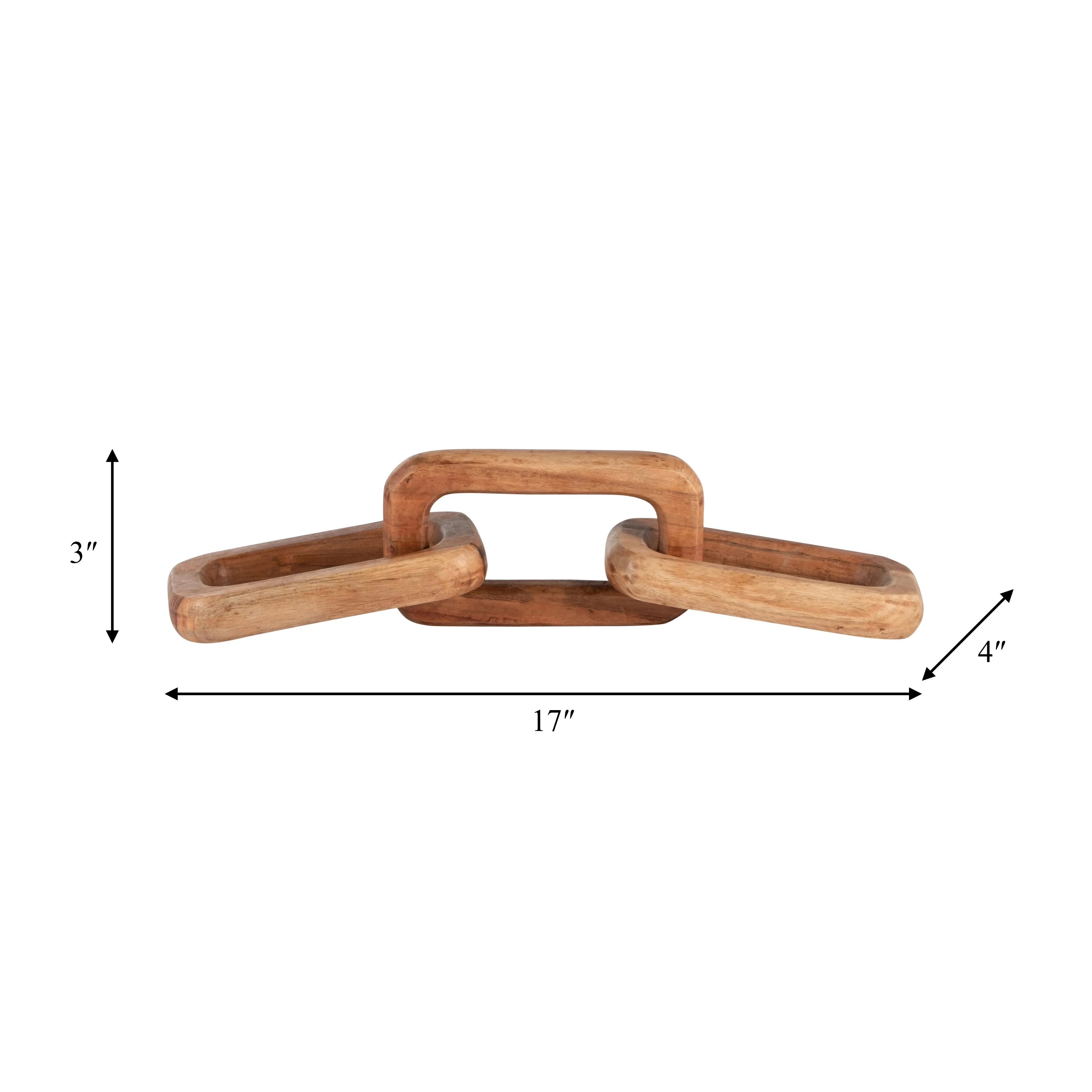 WOOD,17", TRIPLE LINK CHAIN,BROWN