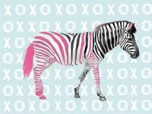 Xo Zebra By Lucca Sheppard (Framed Small) - Light Blue
